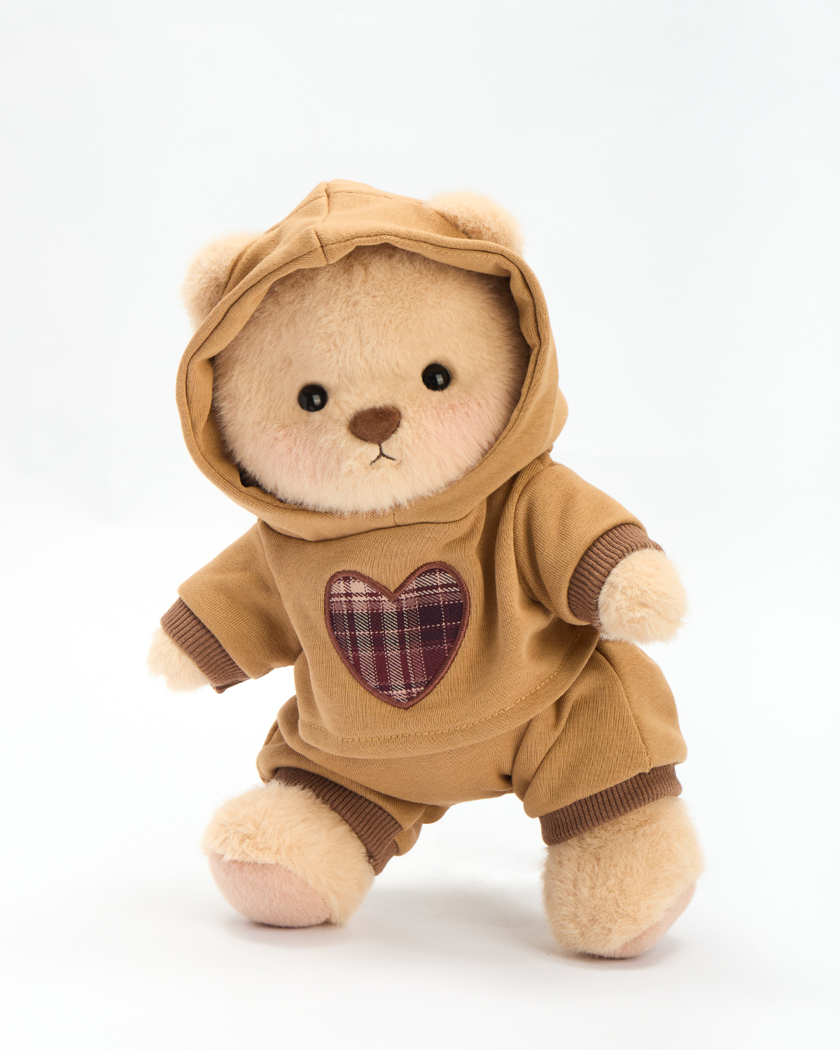 Getahug Retro Brown Love Hoodie Bear | Handmade Jointed Stuffed Animal Gift
