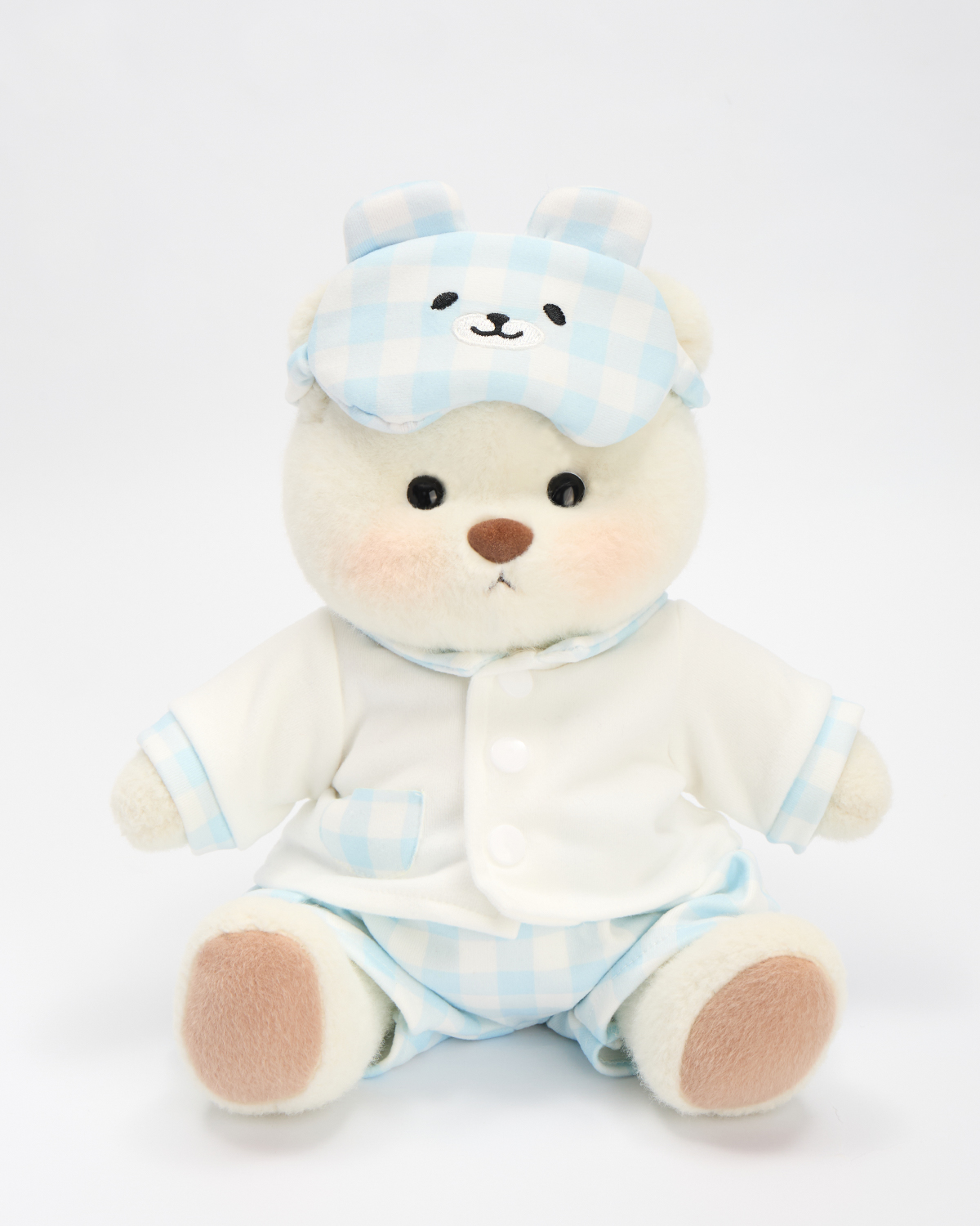 Getahug Blue and White Plaid Pajamas Bear | Handmade Jointed Stuffed Animal Gift