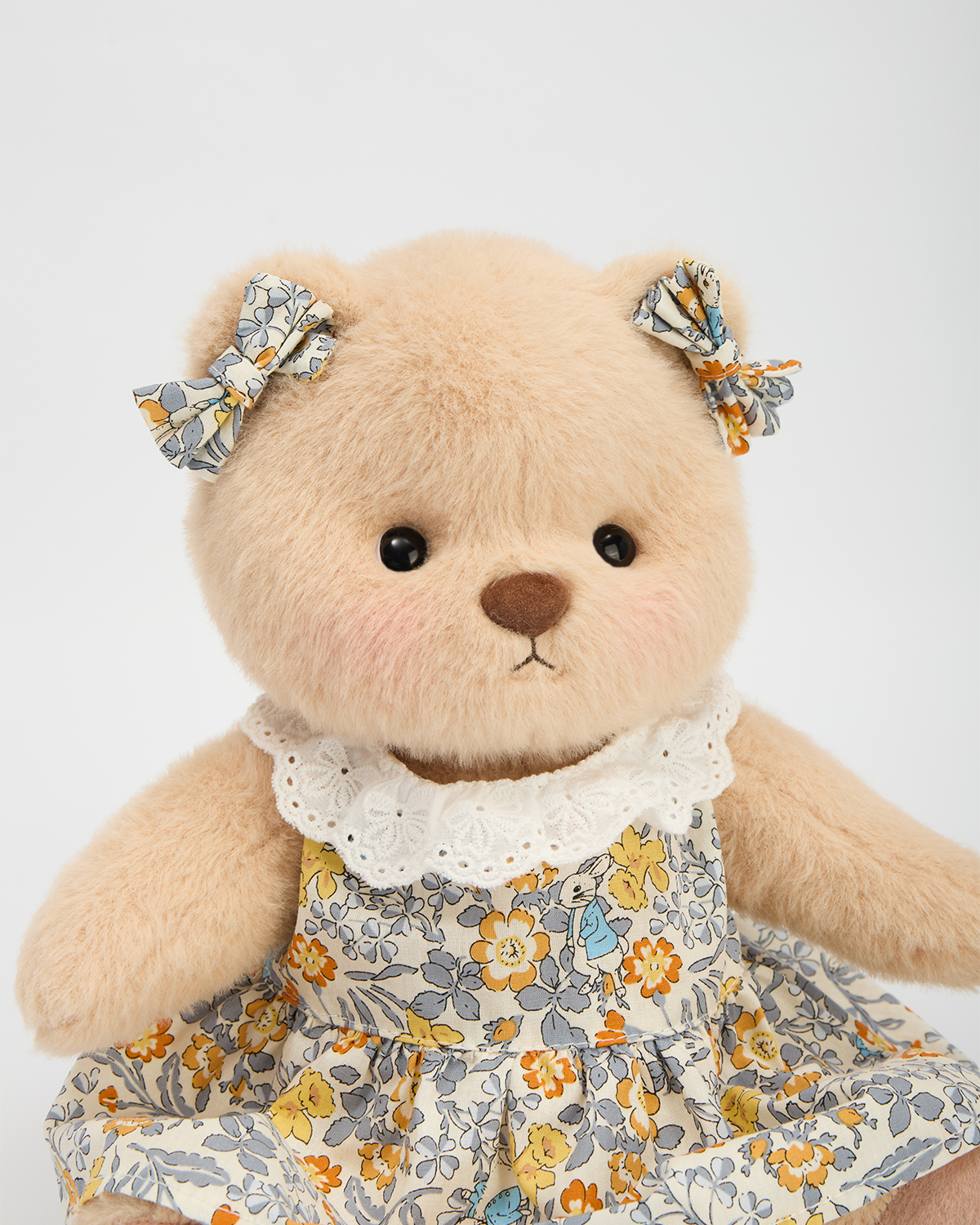 Getahug Retro Floral Dress White Teddy Bear | Handmade