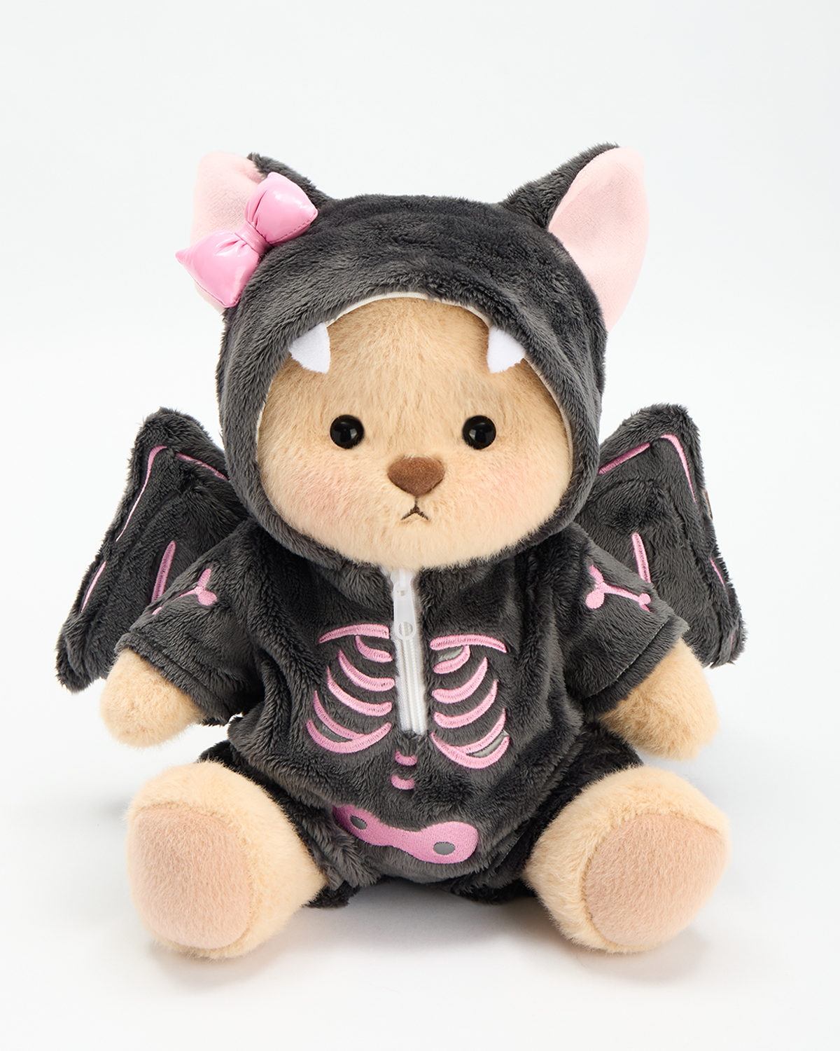 Getahug Halloween Pink Skull Bat Bear | Handmade Jointed Stuffed Animal Gift