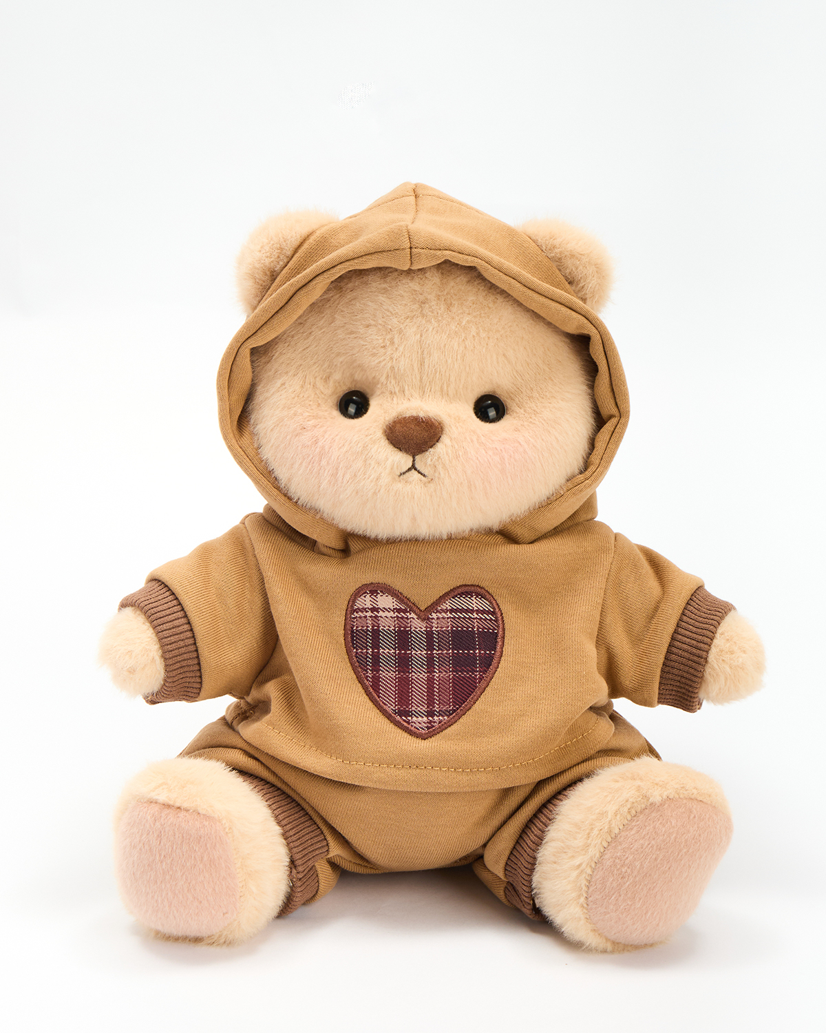 Getahug Retro Brown Love Hoodie Bear | Handmade Jointed Stuffed Animal Gift