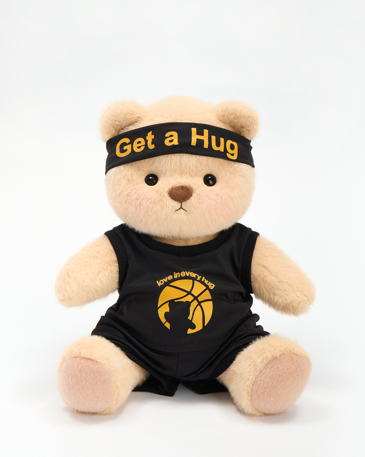 Getahug Basketball Print Black Jersey Bear | Handmade Jointed Stuffed Animal Gift