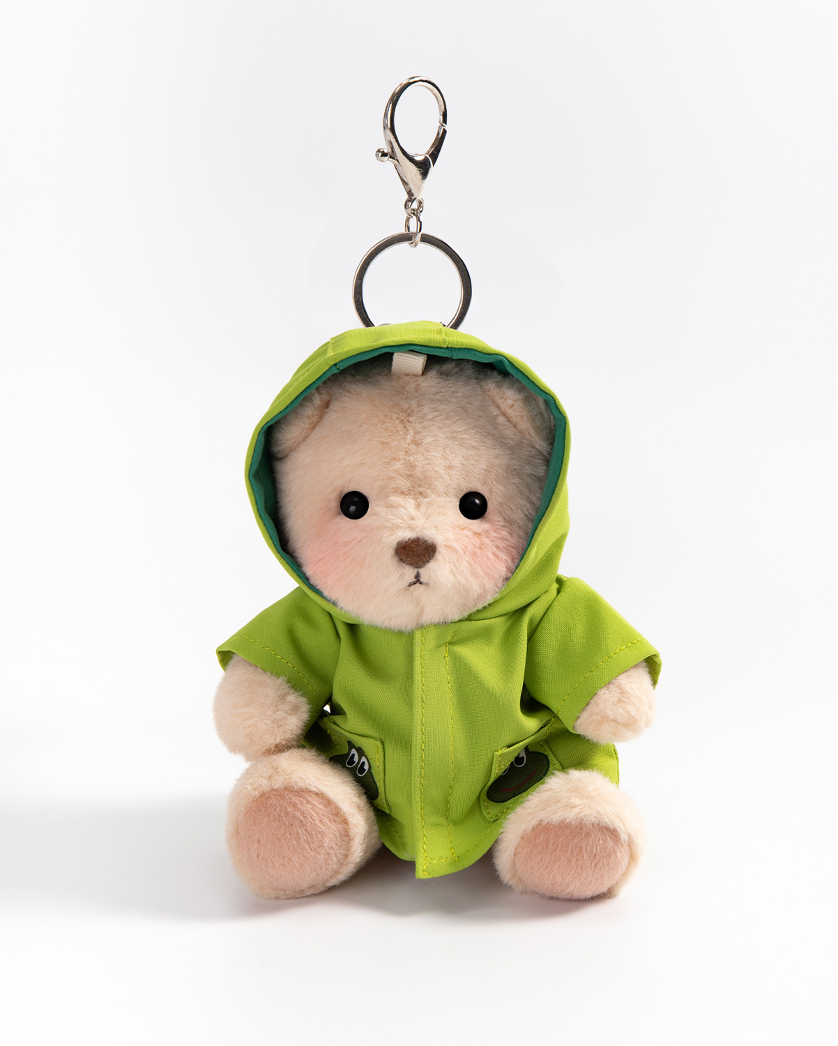 Getahug Frog Hooded Raincoat Mini Bear Keychain | 5.9 Inches Plush Bag Charm Stuffed Animal Gift