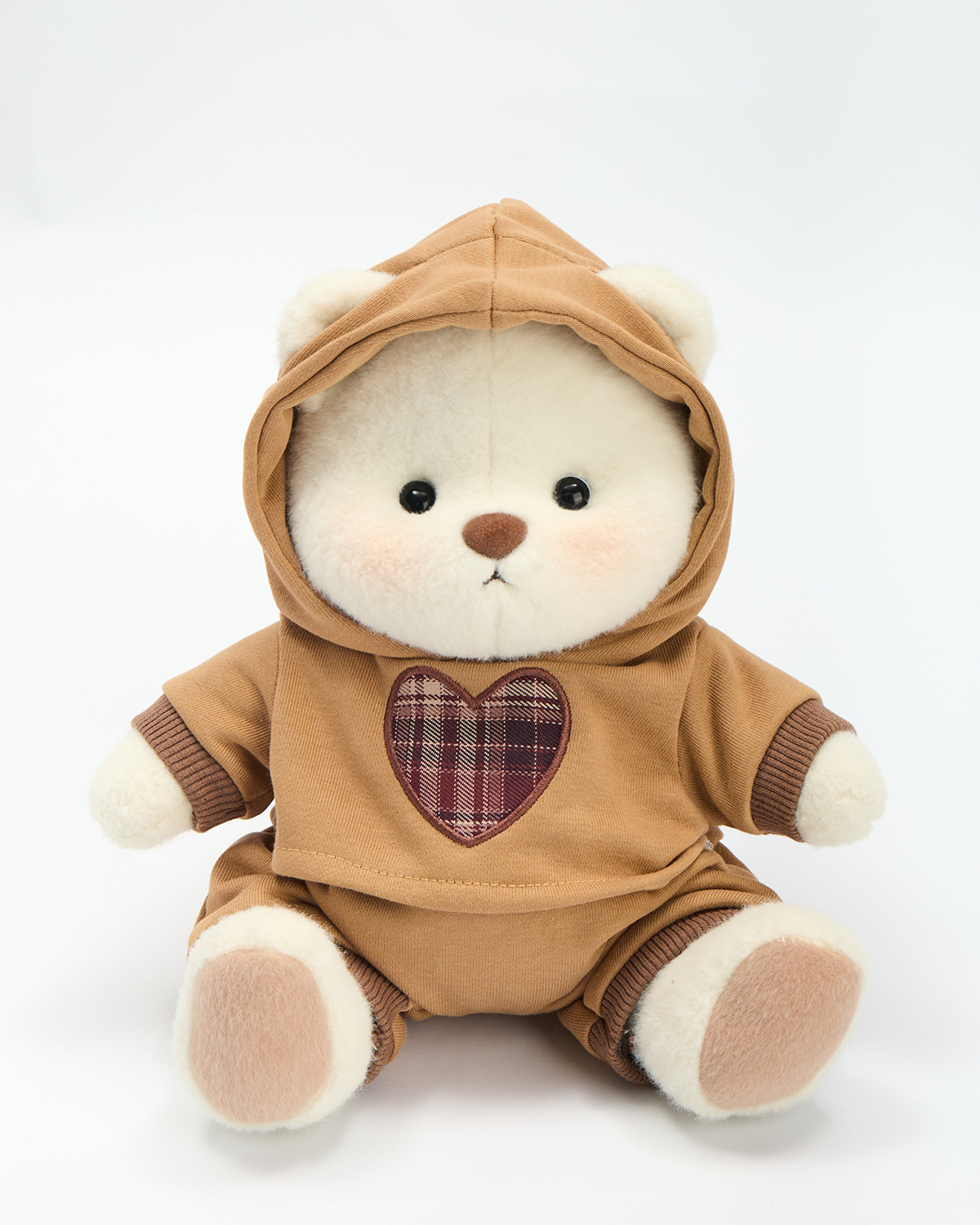 Getahug Retro Brown Love Hoodie Bear | Handmade Jointed Stuffed Animal Gift
