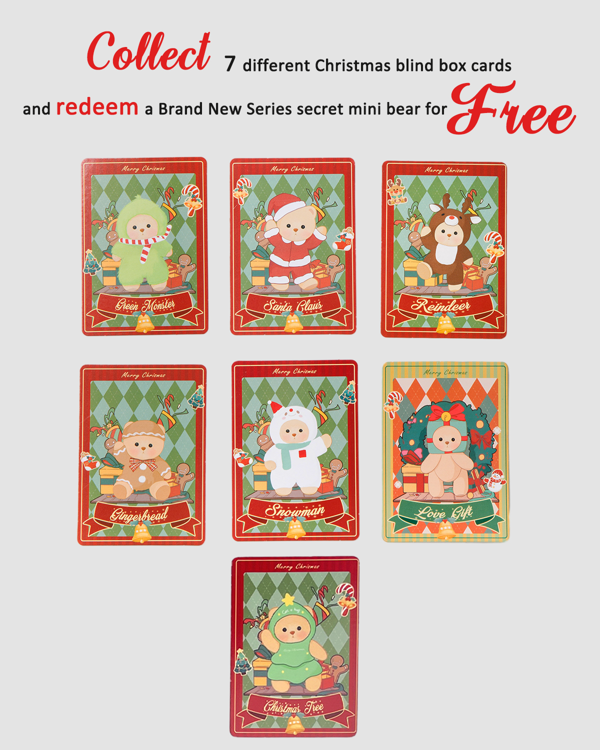 Getahug Christmas Series Mini Bear Blind Box | Christmas Limited Edition 5.9 Inches Plush Pendant Keychains Bag Charm Gifts