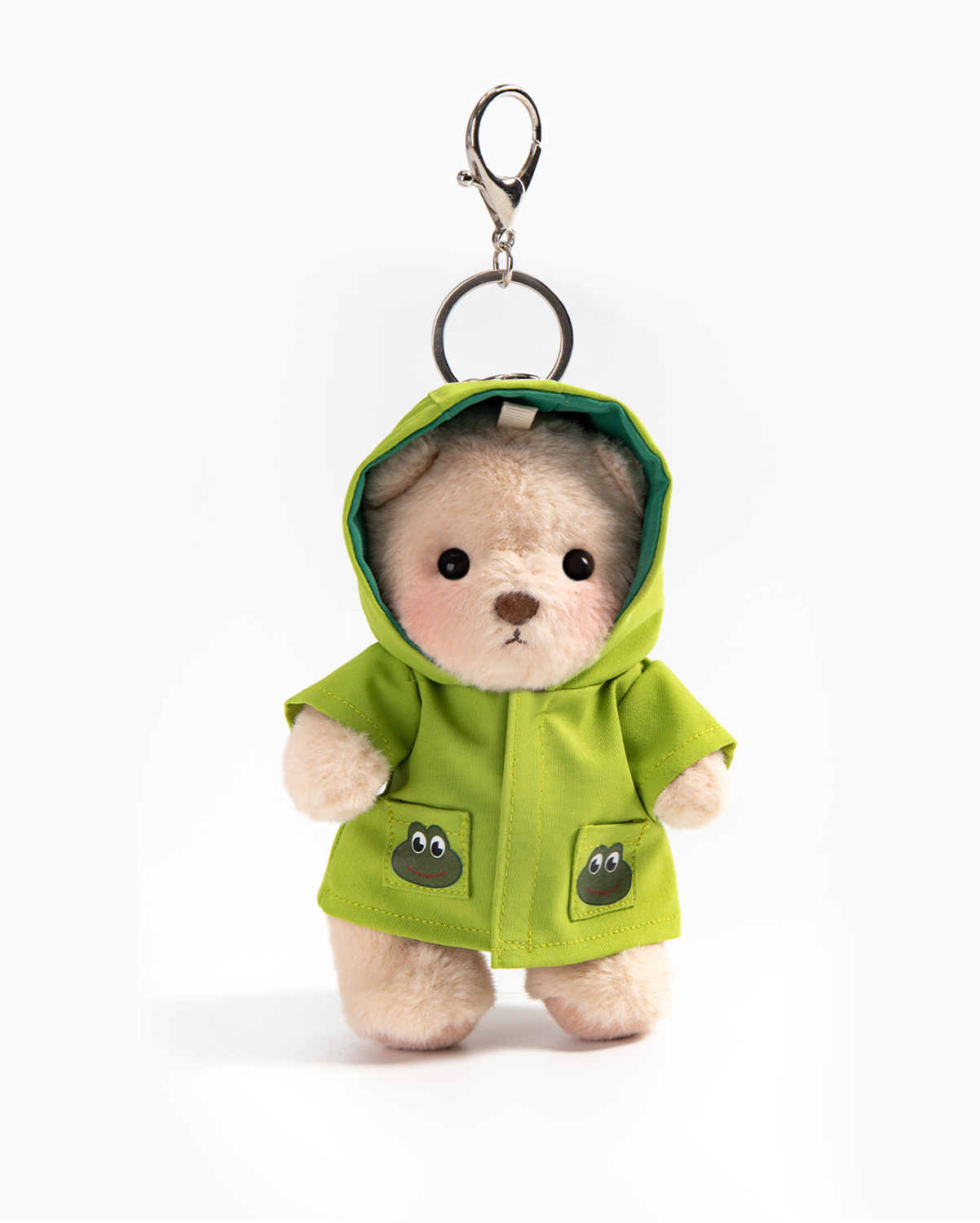 Getahug Frog Hooded Raincoat Mini Bear Keychain | 5.9 Inches Plush Bag Charm Stuffed Animal Gift