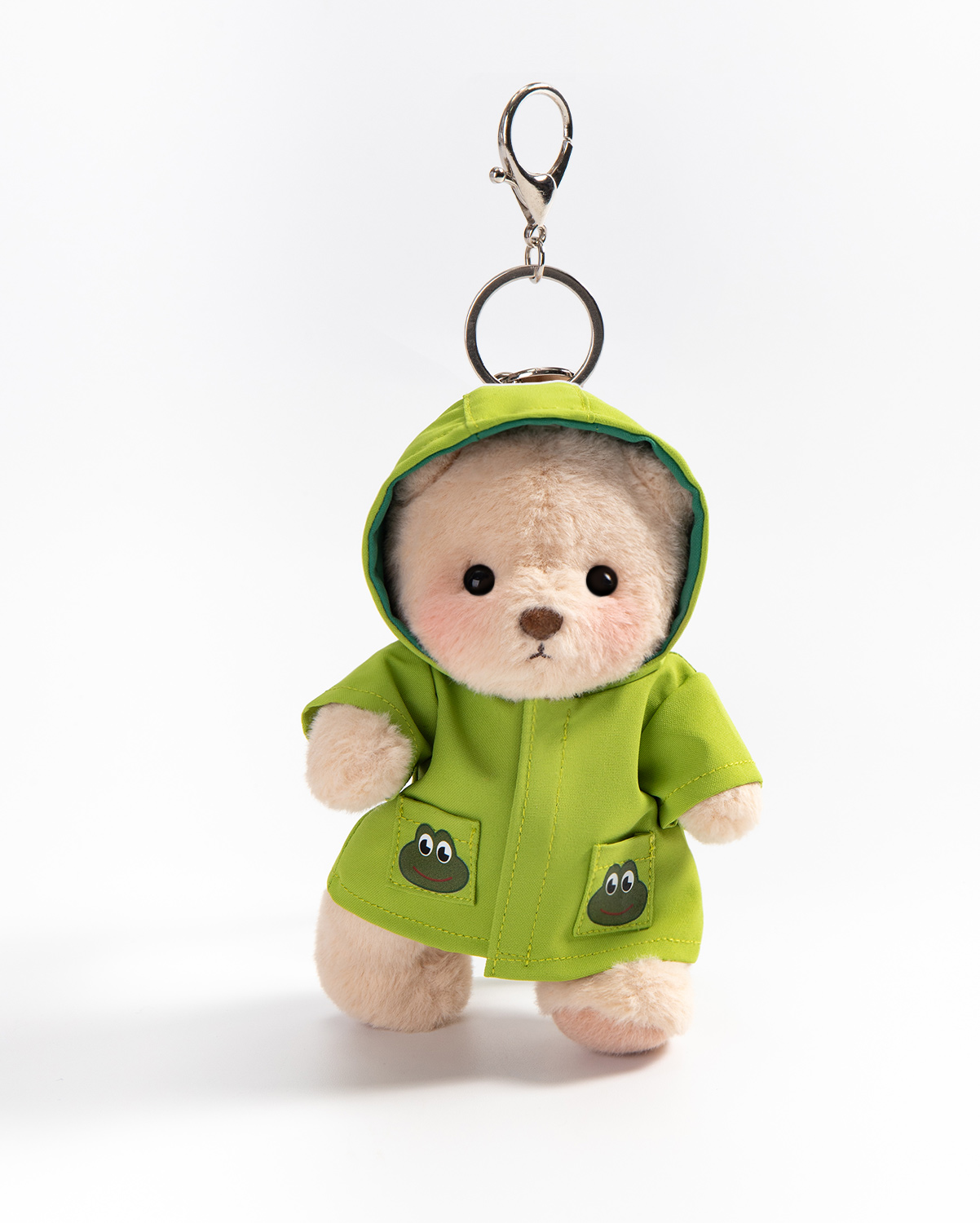 Getahug Frog Hooded Raincoat Mini Bear Keychain | 5.9 Inches Plush Bag Charm Stuffed Animal Gift