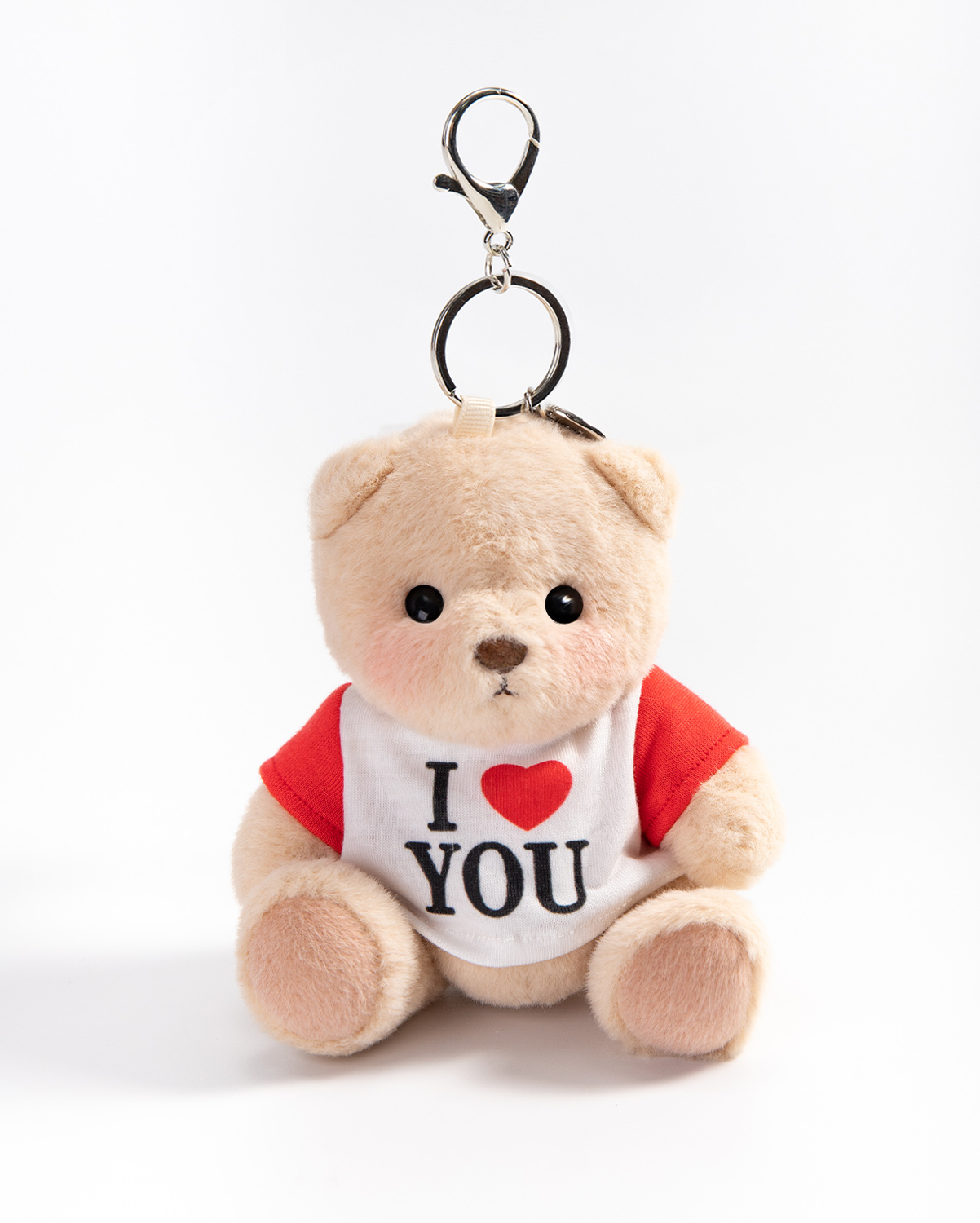 Getahug I Love You Raglan T-Shirt Mini Bear Keychain | 5.9 Inches Plush Bag Charm Stuffed Animal Gift