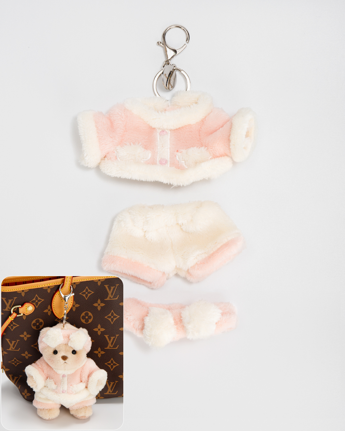 Getahug Star Hairband Pajama Mini Bear | 5.9 Inches Stuffed Animal Bag Charm Keychains Handmade Gift