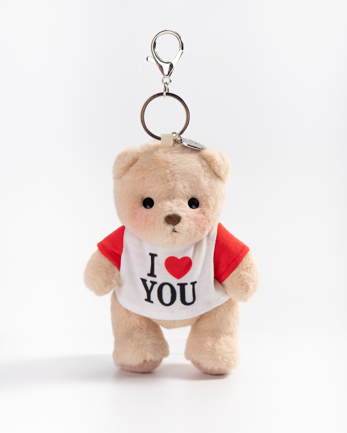 Getahug I Love You Raglan T-Shirt Mini Bear Keychain | 5.9 Inches Plush Bag Charm Stuffed Animal Gift