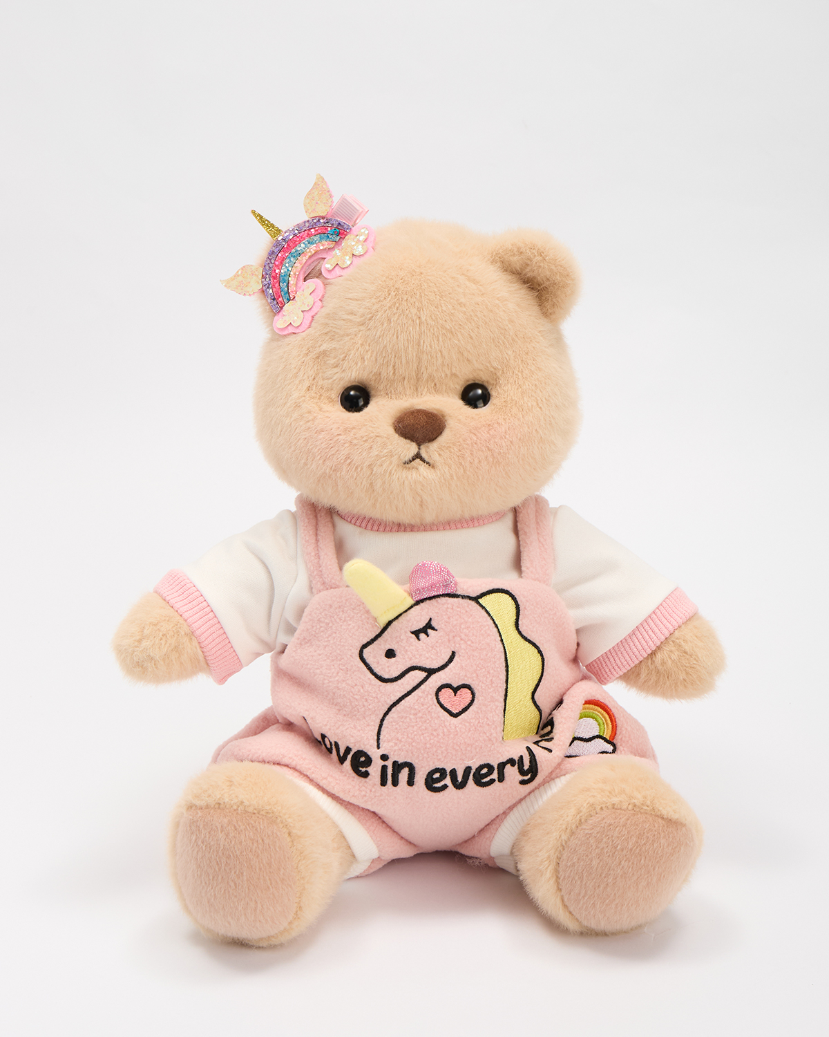 Getahug Pink Unicorn Overalls Bear | Handmade Jointed Stuffed Animal Gift