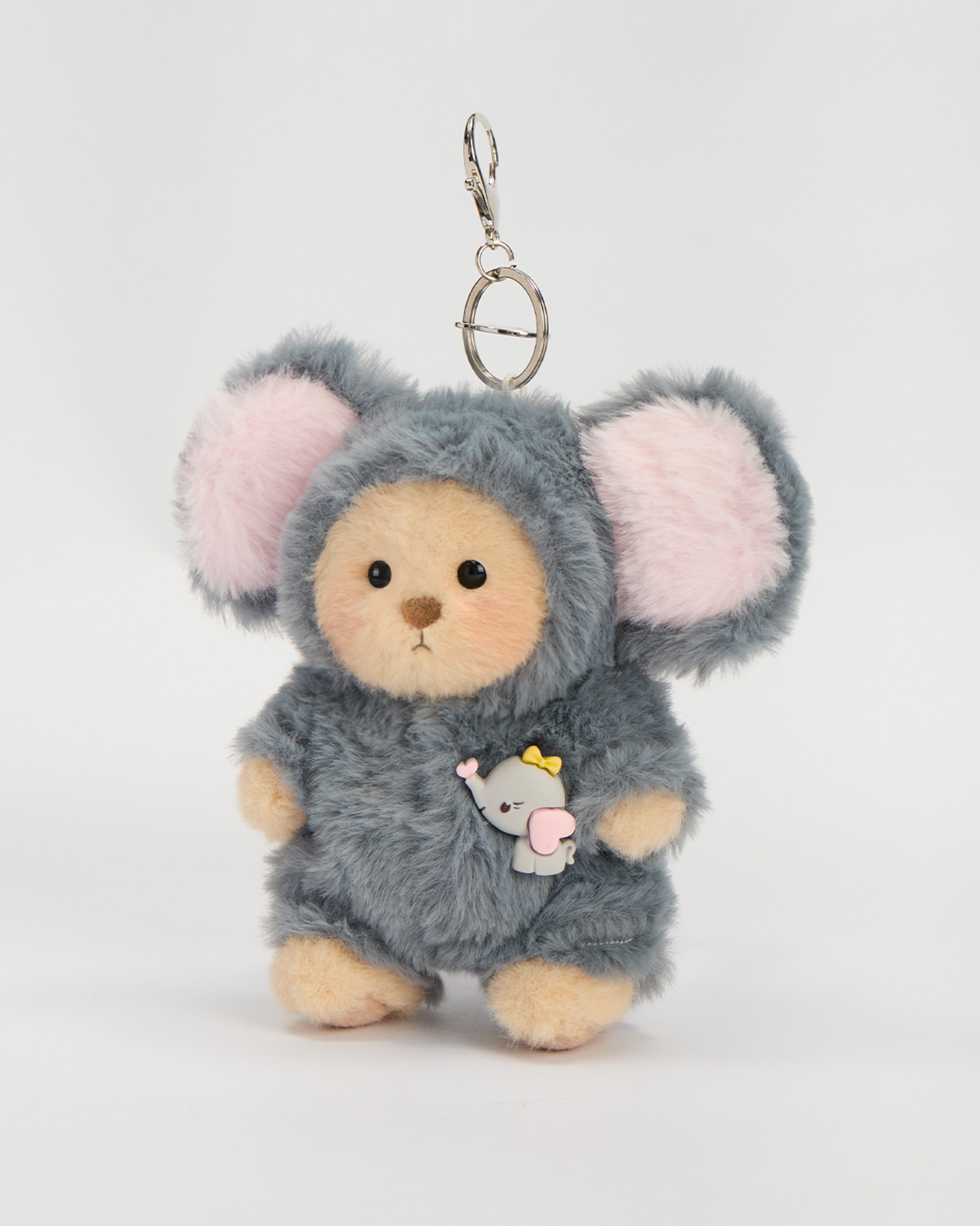 Getahug 5.9 Inches Fluffy Elephant Brown Mini Bear Pendant Keychains Gift