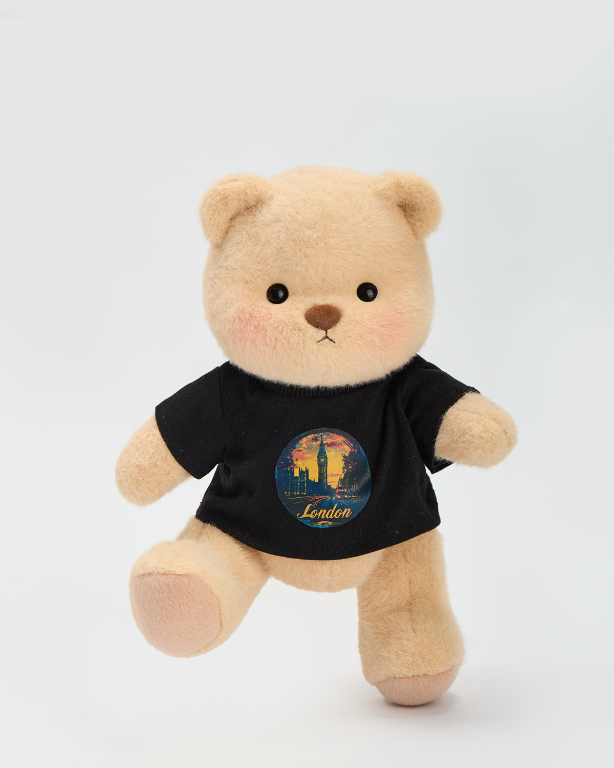 Getahug London print Black T-shirt Bear | Handmade Jointed Teddy Bear Gift