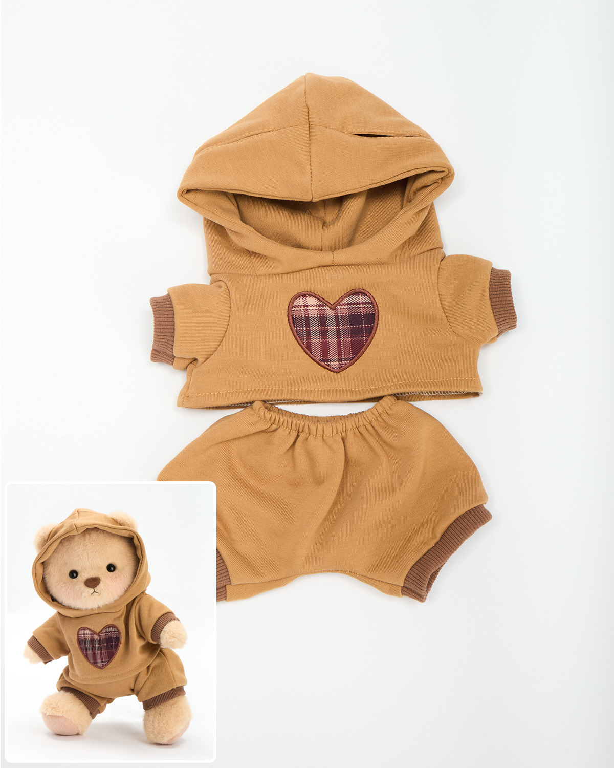 Getahug Retro Brown Love Hoodie Bear | Handmade Jointed Stuffed Animal Gift