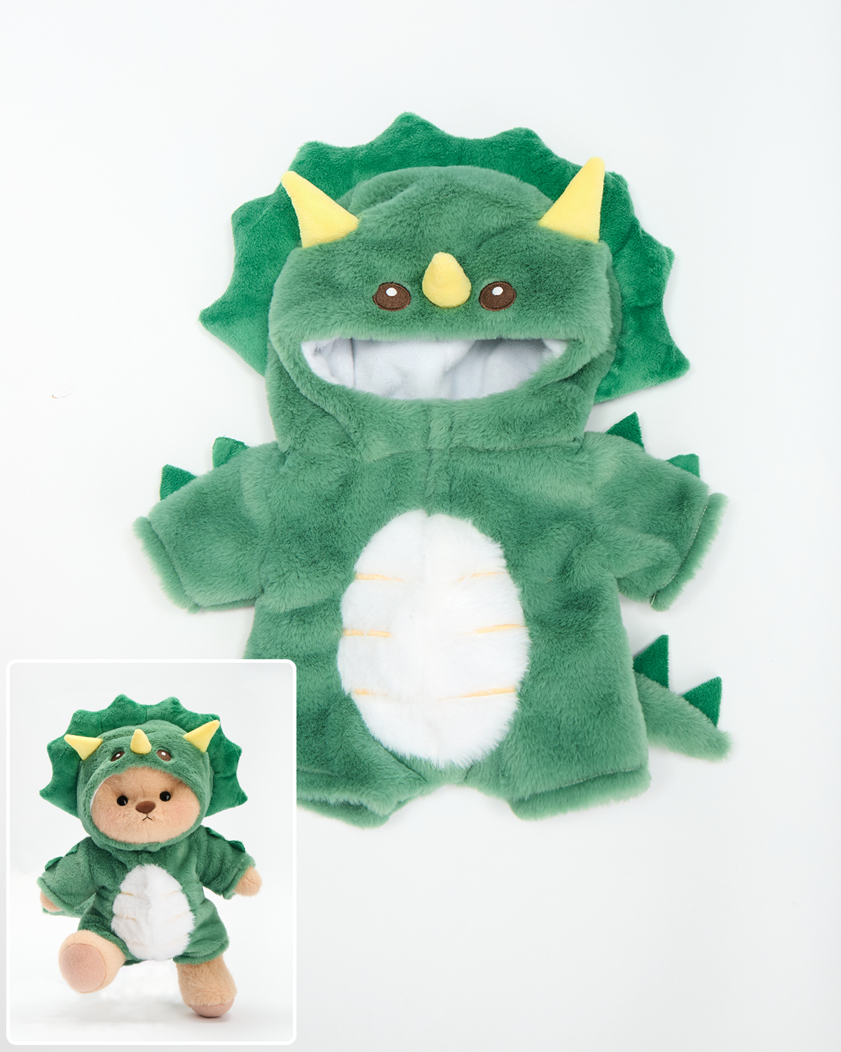 Green Triceratops Onesie (Outfit Only) | 12 Inches Stuffed Animal Clothes