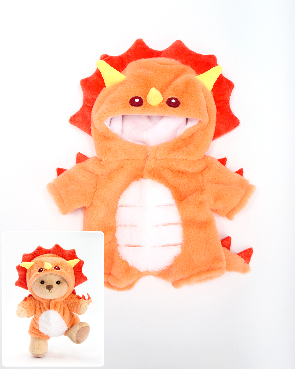 Orange Triceratops Onesie (Outfit Only) | 12 Inches Stuffed Animal Clothes
