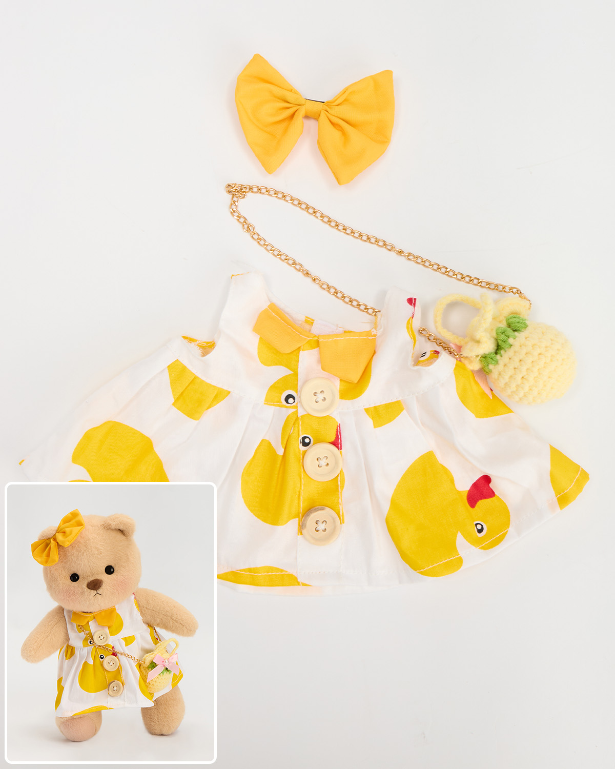Big Yellow Duck Dress Set (Outfit Only) | Teddy Bear Clothes