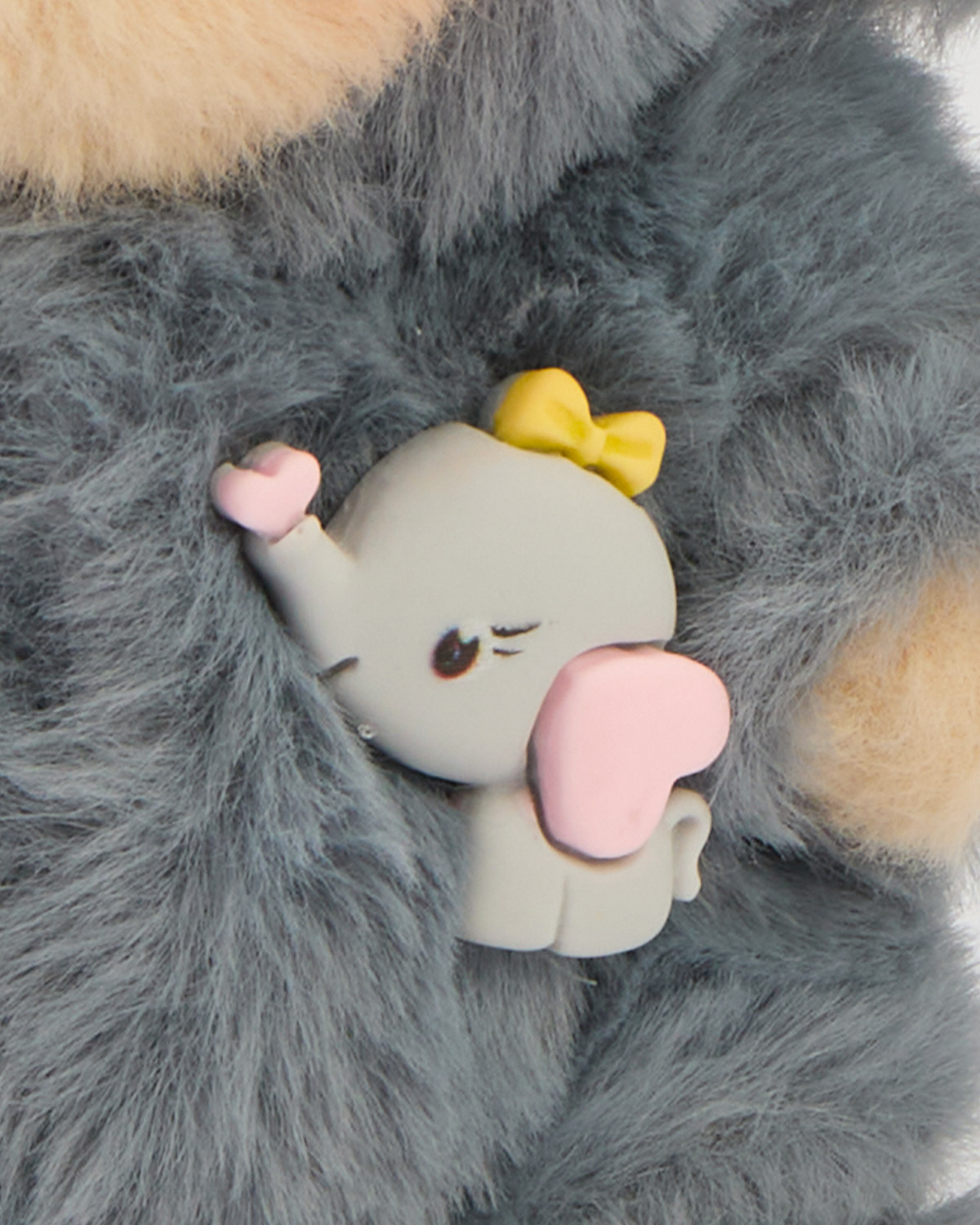 Getahug 5.9 Inches Fluffy Elephant Brown Mini Bear Pendant Keychains Gift