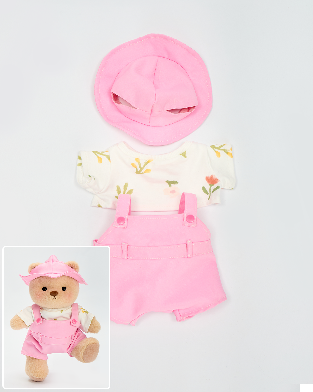 Sweet Pink Overalls Set (Outfit Only) | Teddy Bear Clothes