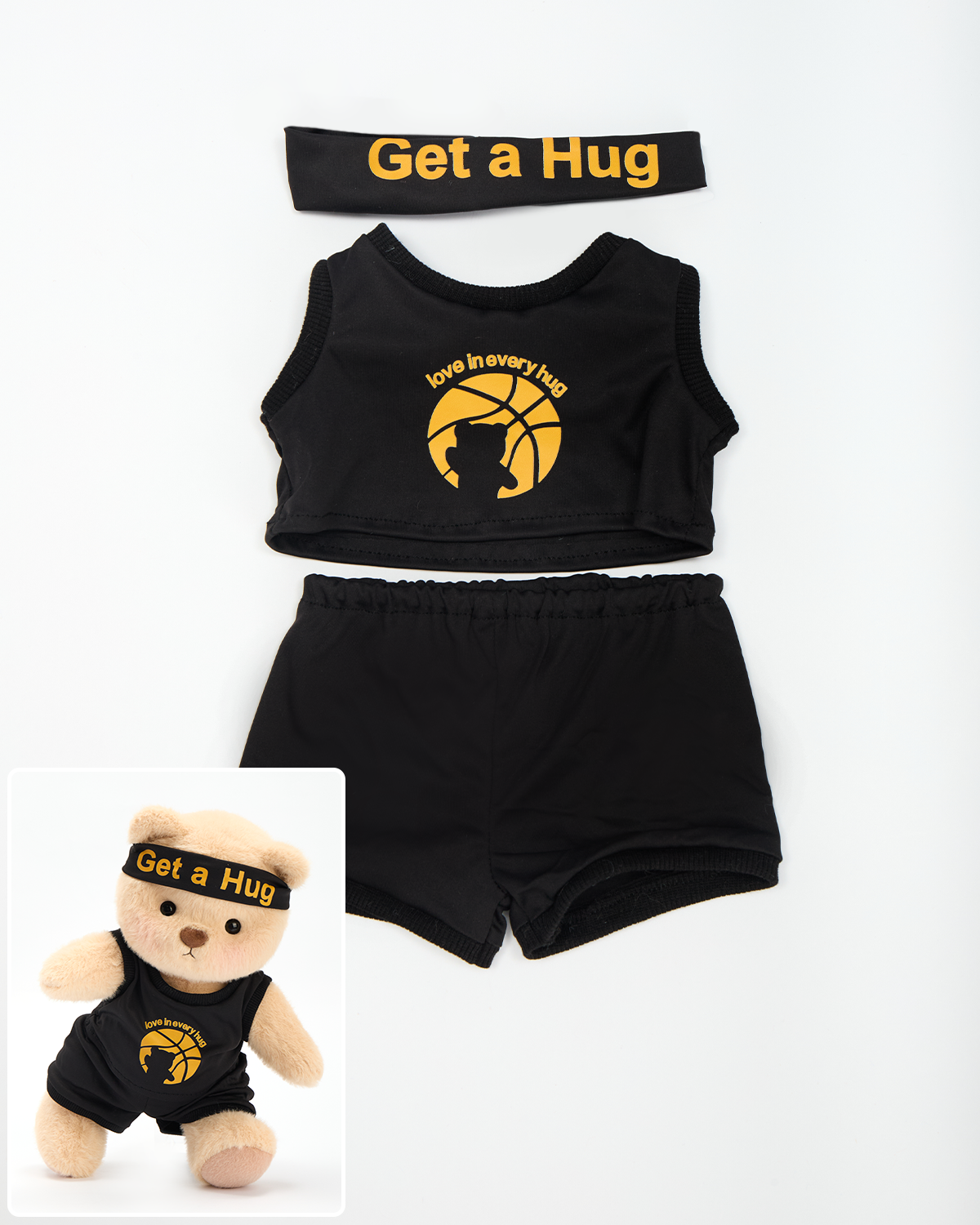 Basketball Print Black Jersey Set (Outfit Only) | 12 Inches Stuffed Animal Clothes