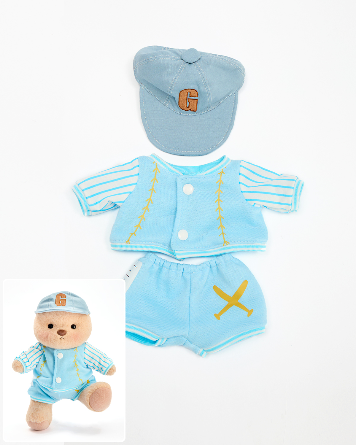Getahug Blue Baseball Uniform Bear | Handmade Jointed Stuffed Animal Gift