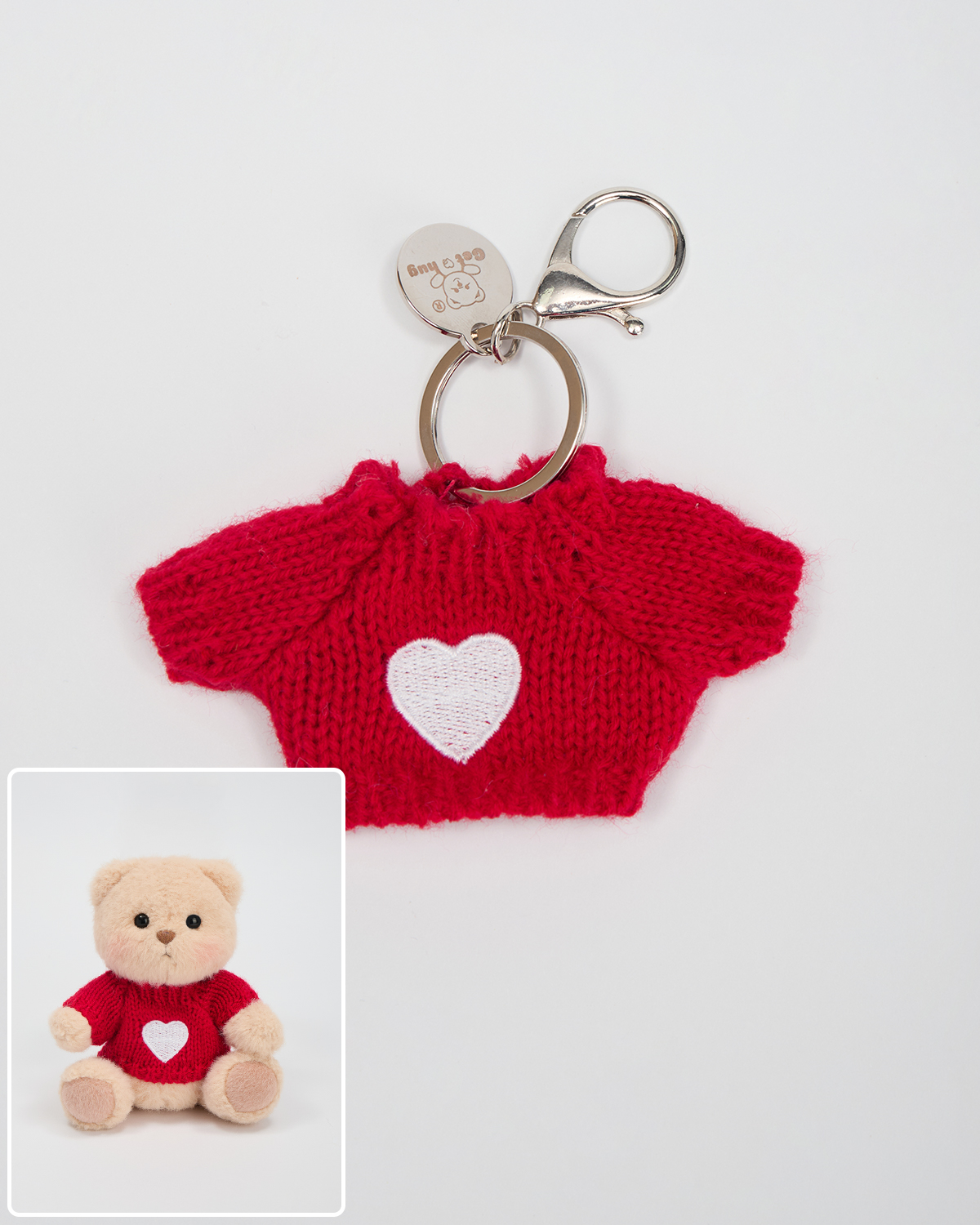 Getahug 5.9 Inches Love Red Sweater Brown Mini Bear Bag Charm Keychains Gift