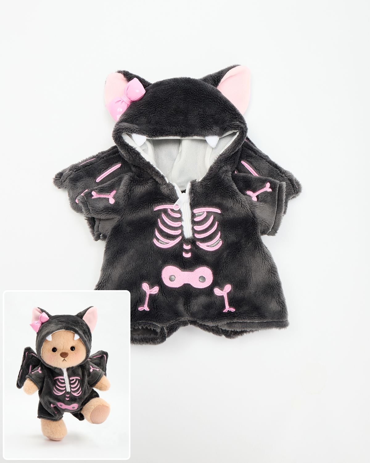 Halloween Pink Skull Bat Set (Outfit Only) | 12 Inches Stuffed Animal Clothes