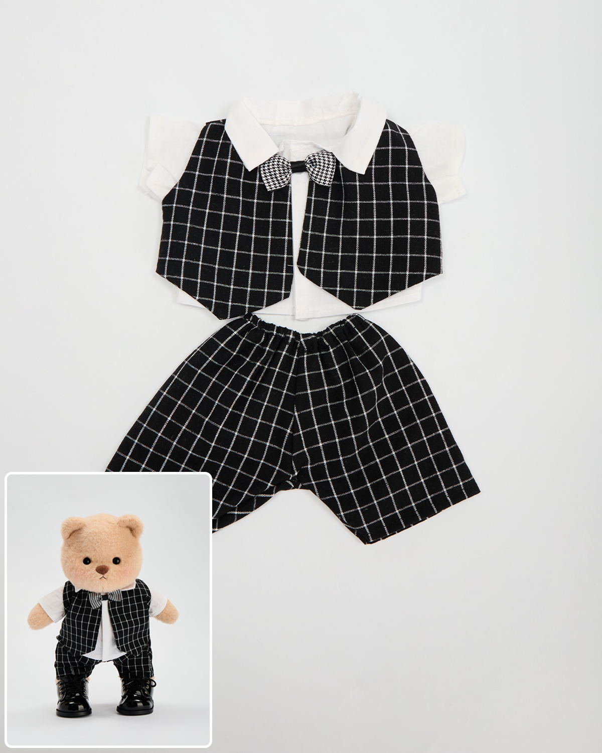 Getahug Gentleman Plaid Suit Wedding Groom Bear | Handmade Jointed Ted