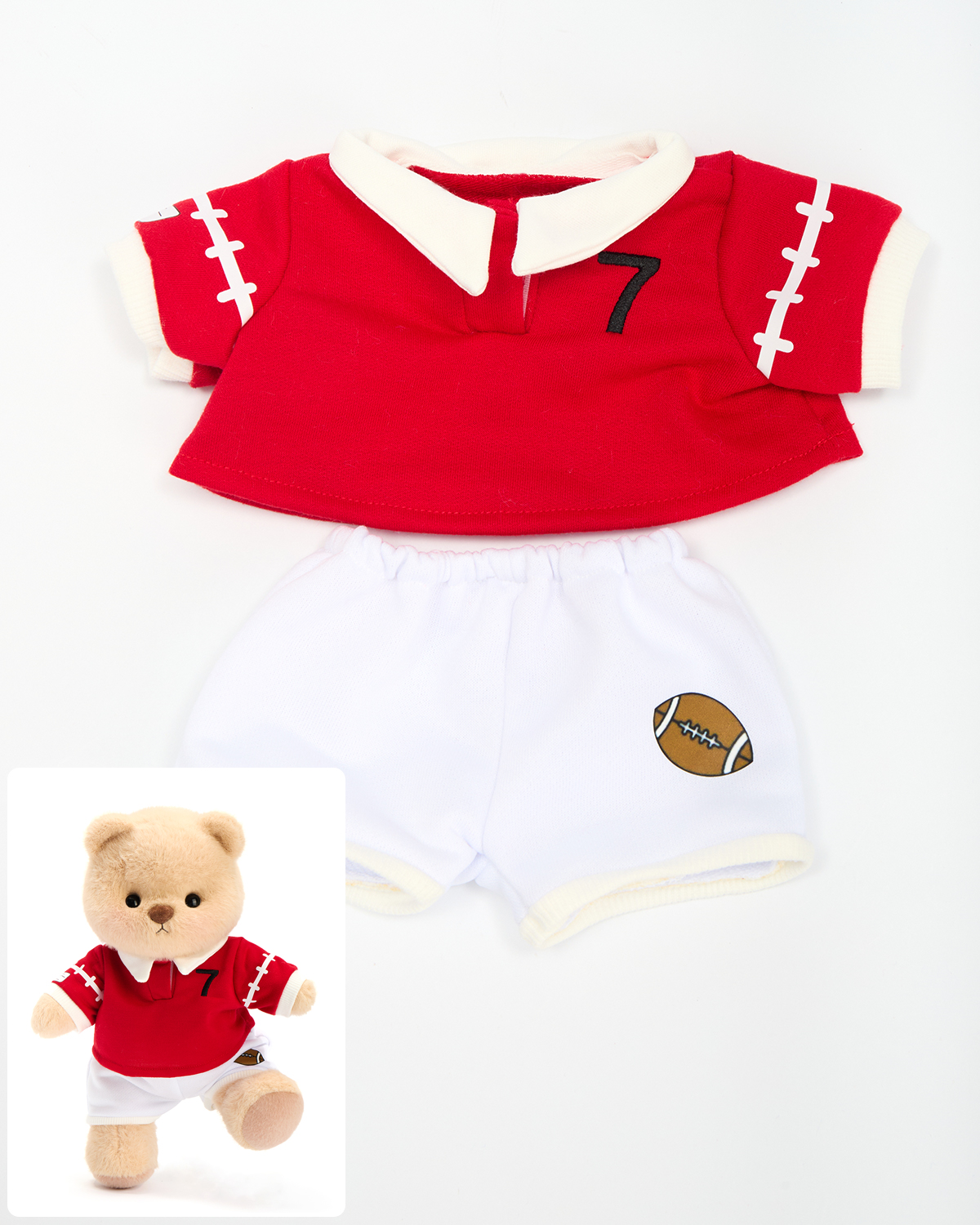 Getahug No. 7 Red Football Jersey Bear | Handmade Jointed Stuffed Animal Gift