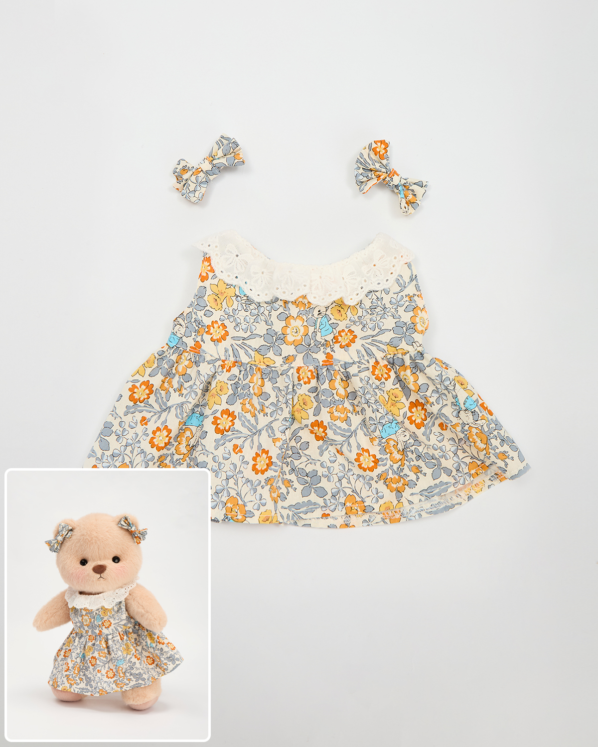 Getahug Retro Floral Dress Bear | Handmade Jointed Teddy Bear Gift