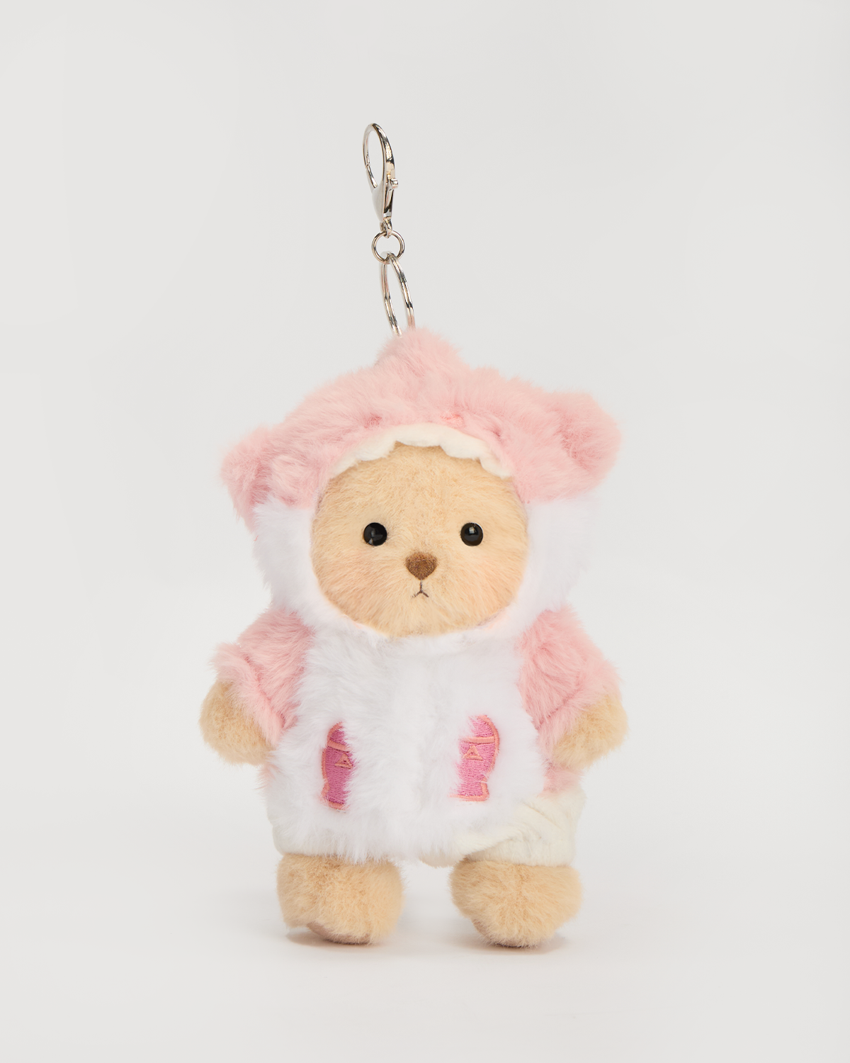 Getahug 5.9 Inches Pink Shark Brown Mini Bear Bag Charm Keychains Gift
