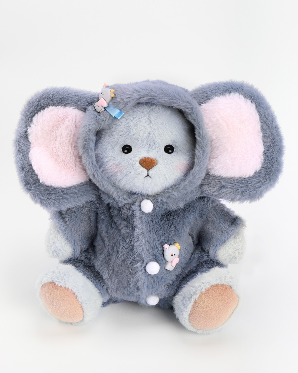 Getahug Fluffy Elephant Blue Bear | Handmade Jointed Teddy Bear Gift