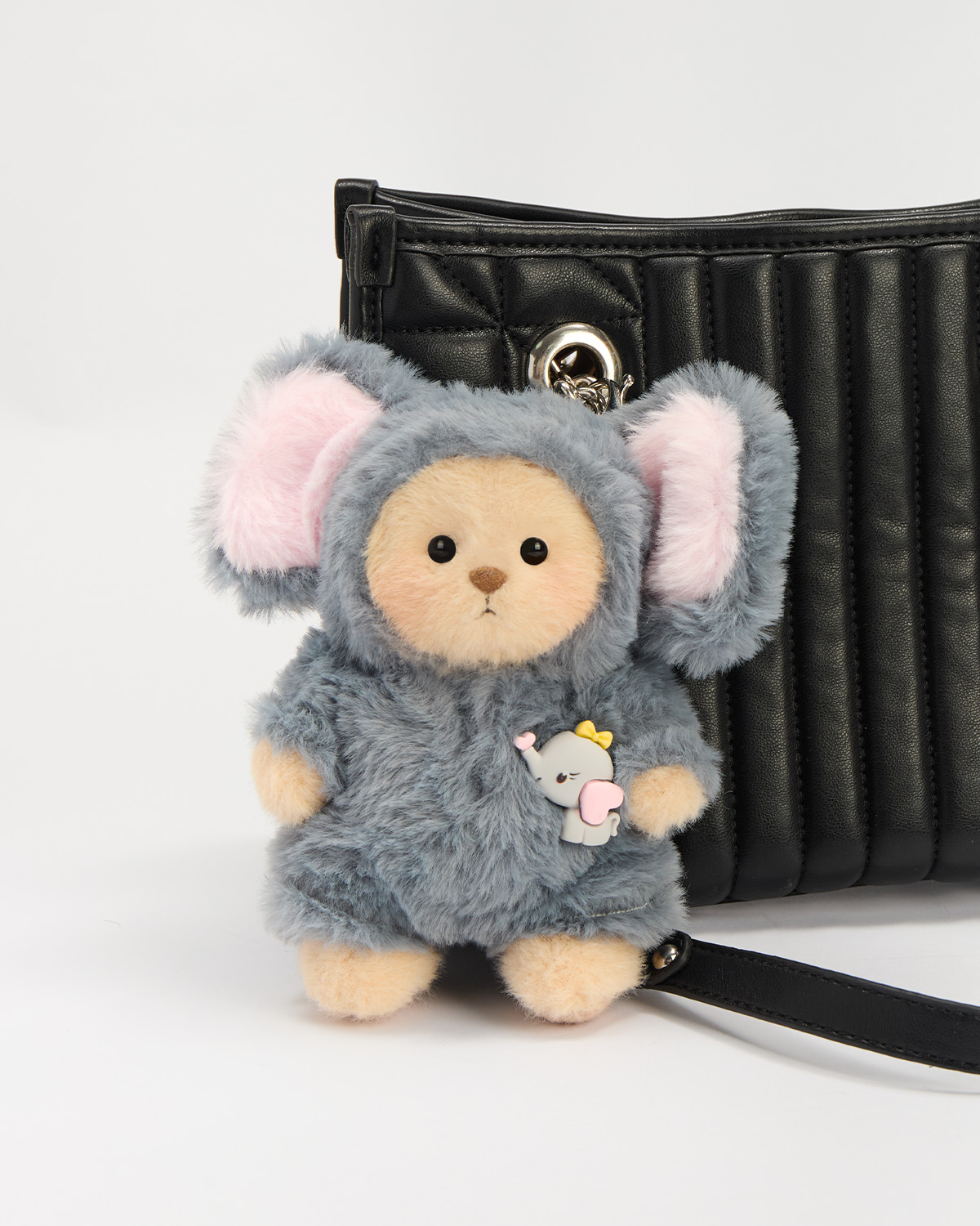 Getahug 5.9 Inches Fluffy Elephant Brown Mini Bear Pendant Keychains Gift