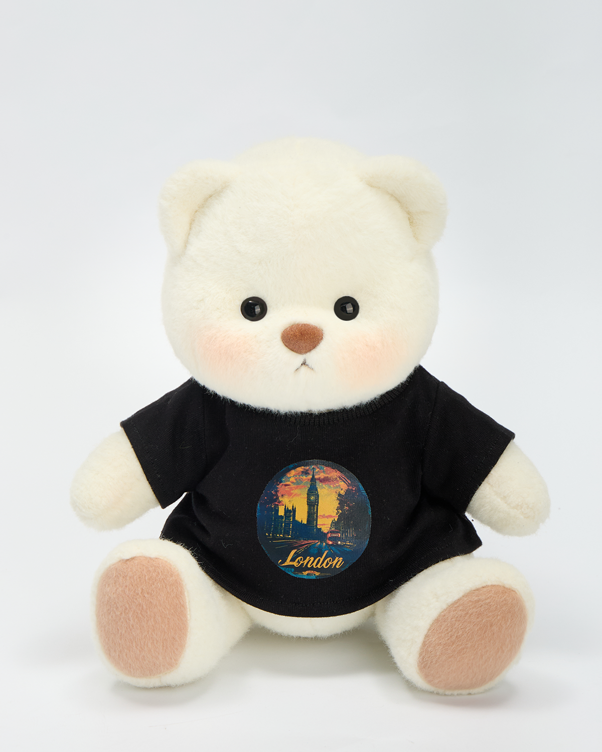 Getahug London print Black T-shirt Bear | Handmade Jointed Teddy Bear Gift