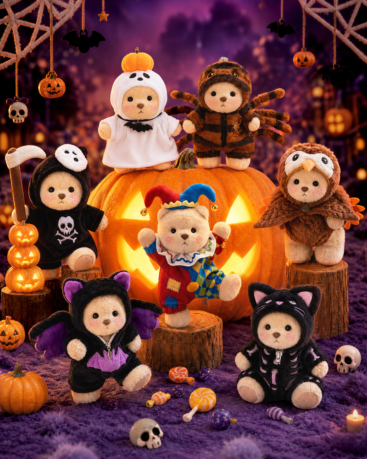Getahug Halloween Carnival Series Mini Bear Plush Blind Box | 5.9 Inches Pendant Keychain Bag Charm Gift (Pre-sale)