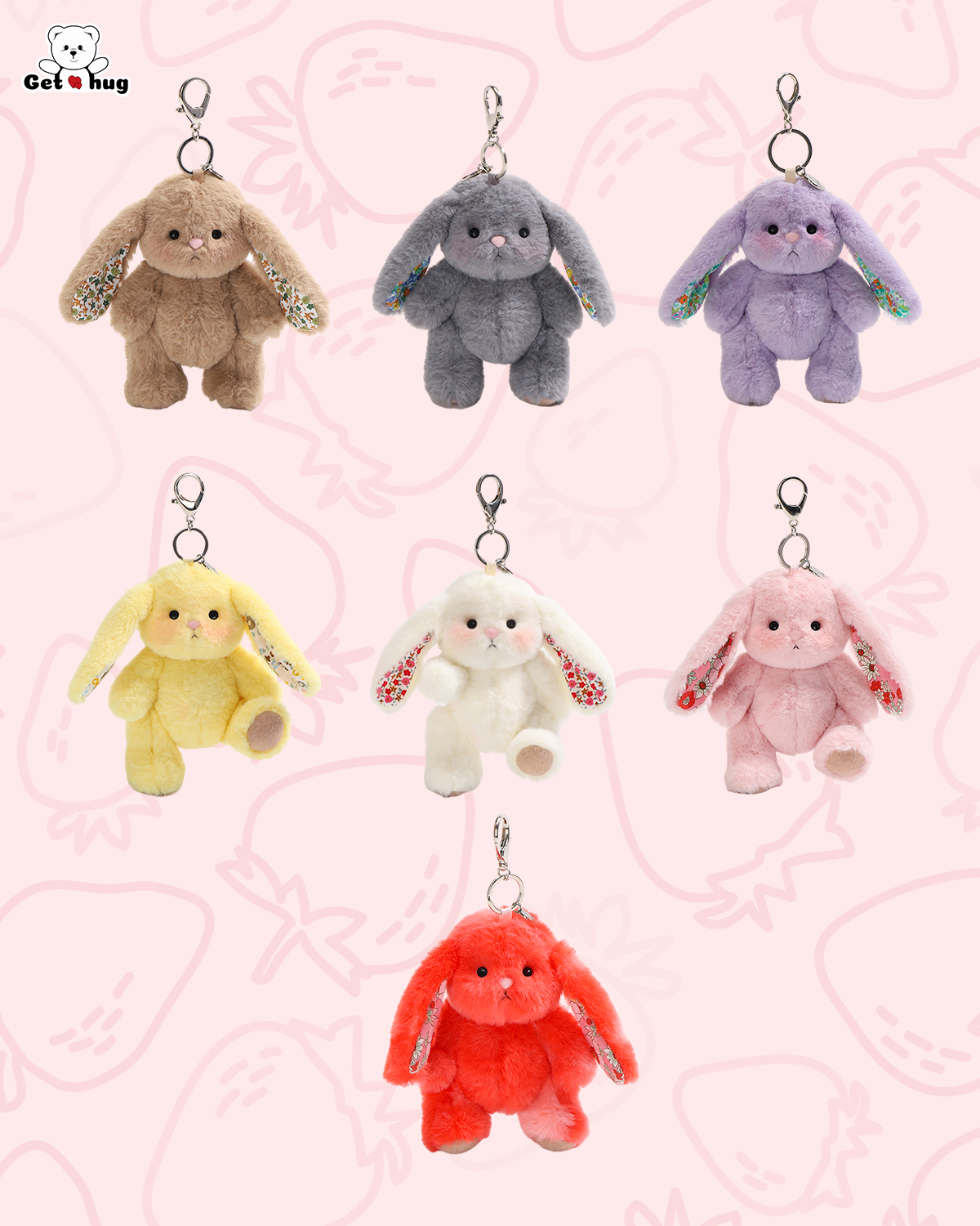 Getahug Rainbow Bloom Mini Bunny Blindbox | 5.9 Inches Plush Bag Charm