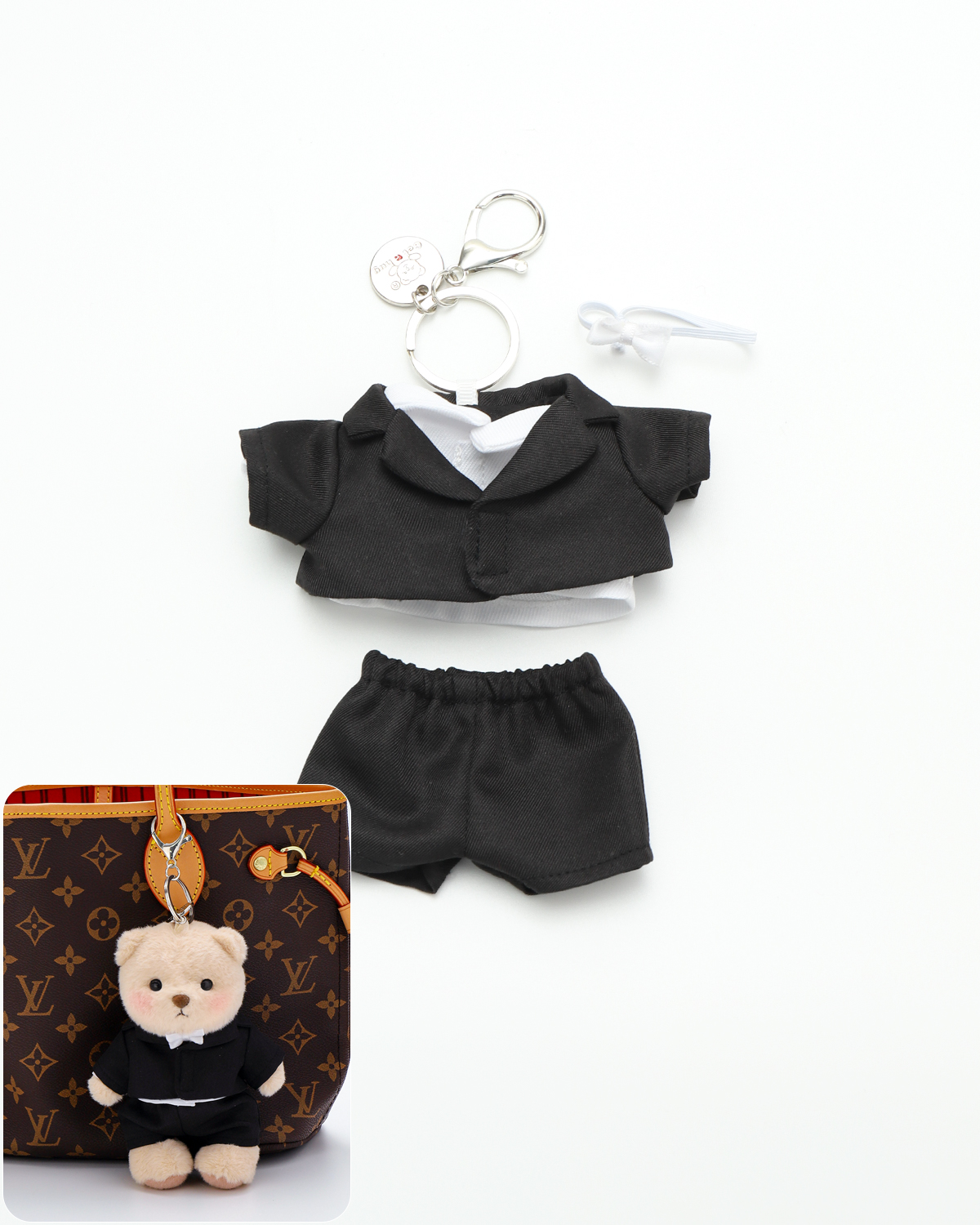 Getahug Black Wedding Suit Mini Bear | 5.9 Inches Plush Bag Charm Stuffed Keychain Valentine Gift
