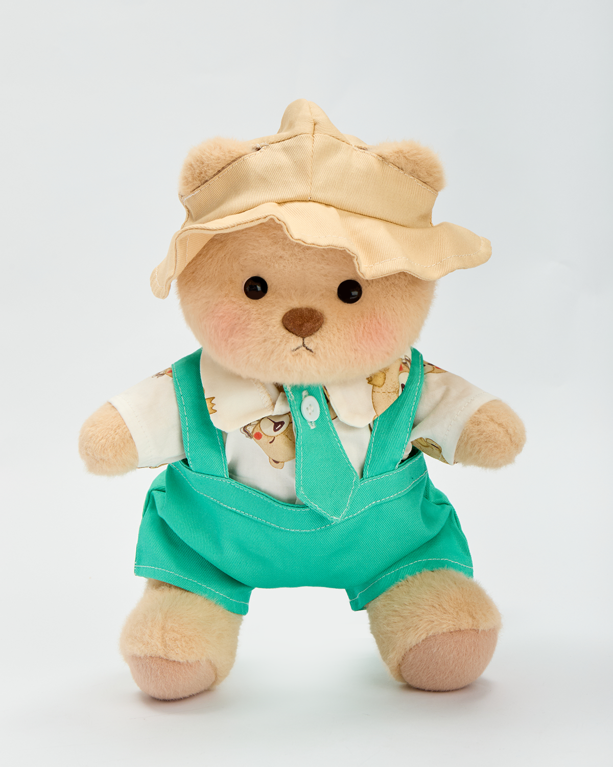 Getahug Green Overalls and Tie Bear | Handmade Jointed Teddy Bear Gift