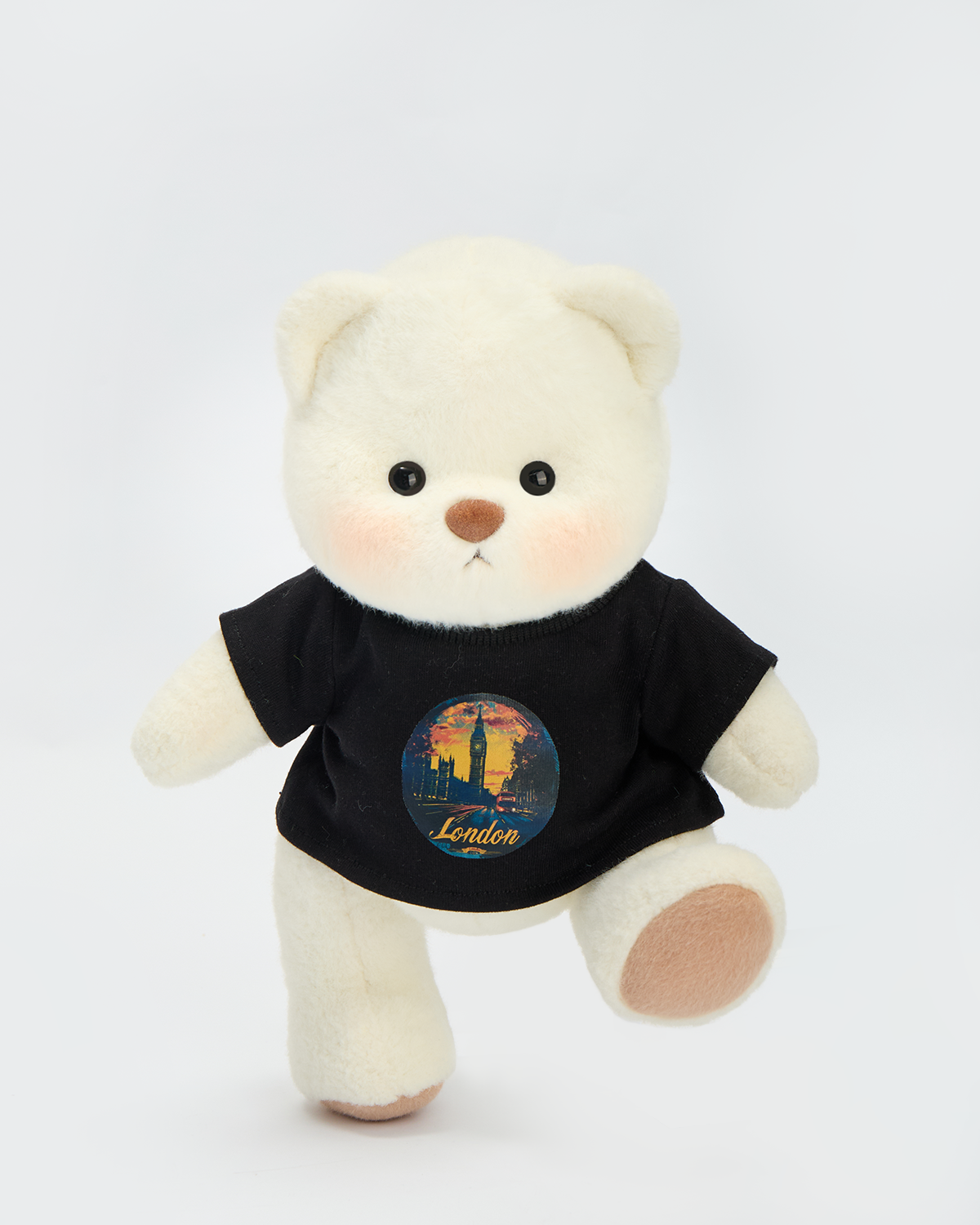 Getahug London print Black T-shirt Bear | Handmade Jointed Teddy Bear Gift