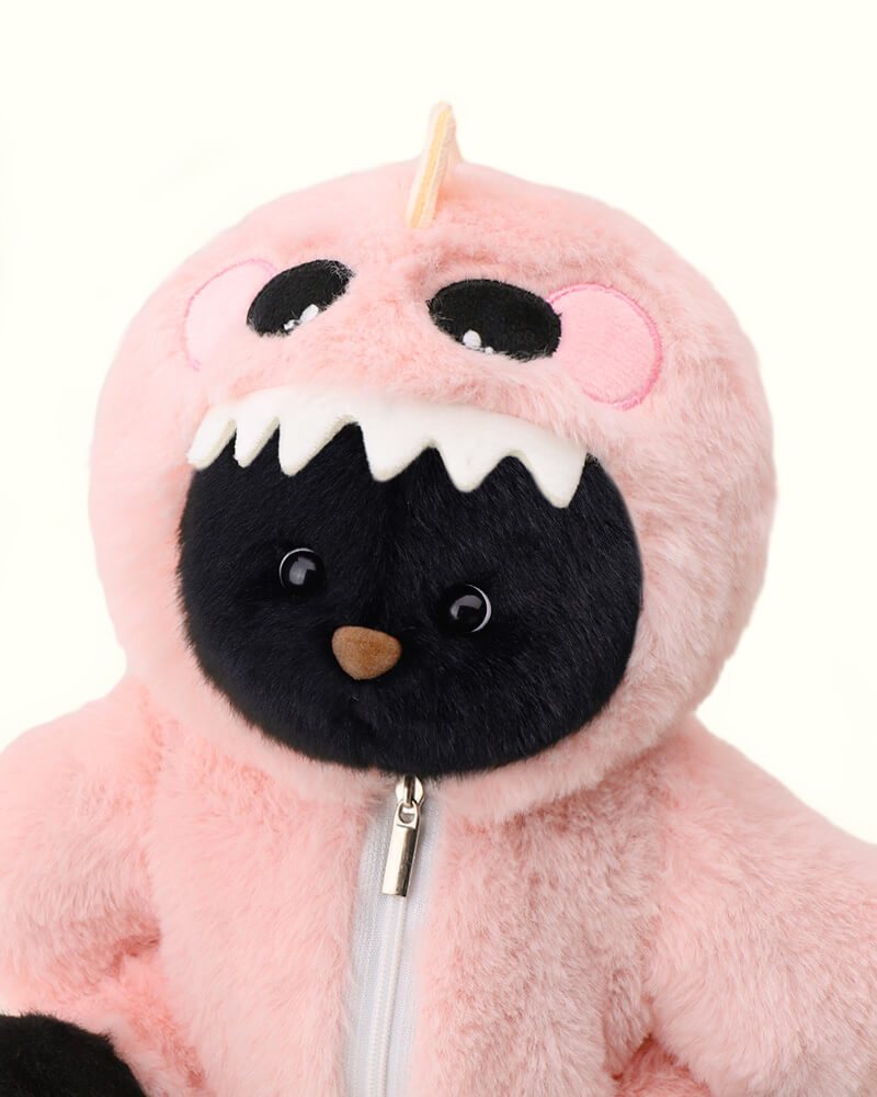 Getahug Furry Dino Black Bear | Handmade Jointed Teddy Bear Gift (Presale)