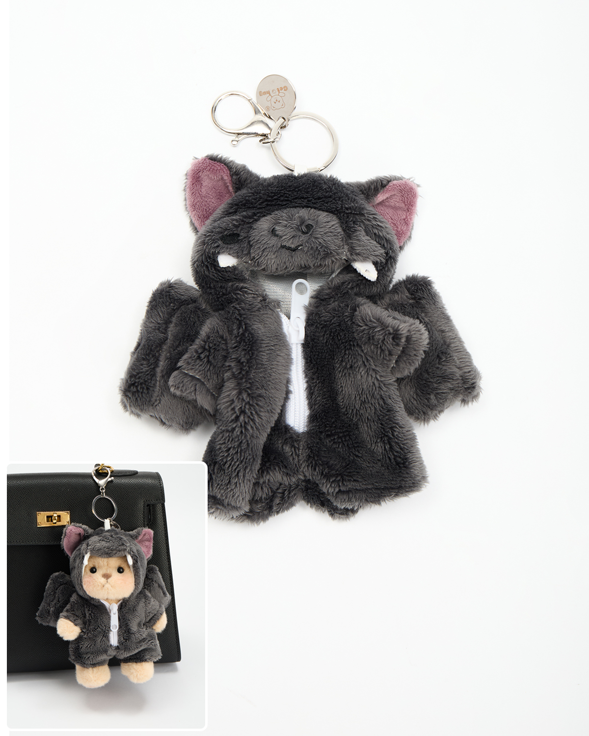Getahug Monster Bat Mini Bear Keychain | 5.9 Inches Stuffed Animal Bag