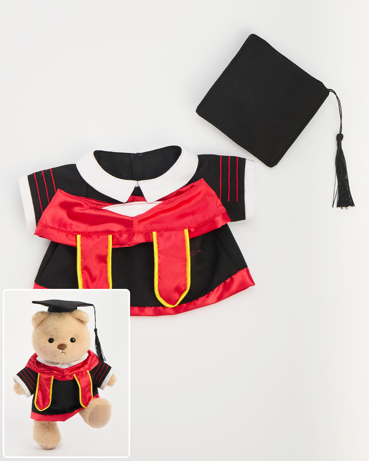 Graduation Cap and Gown Red Stole Set (Outfit Only) | Teddy Bear Clothes