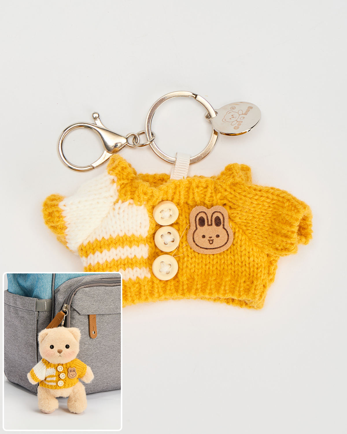 Yellow Sweater Keychain (Outfit Only) | 5.9 Inches Mini Teddy Bear Clothes