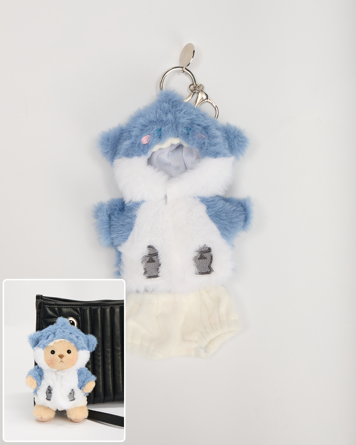 Blue Shark Bag Charm Keychains (Outfit Only) | 5.9 Inches Mini Teddy Bear Clothes