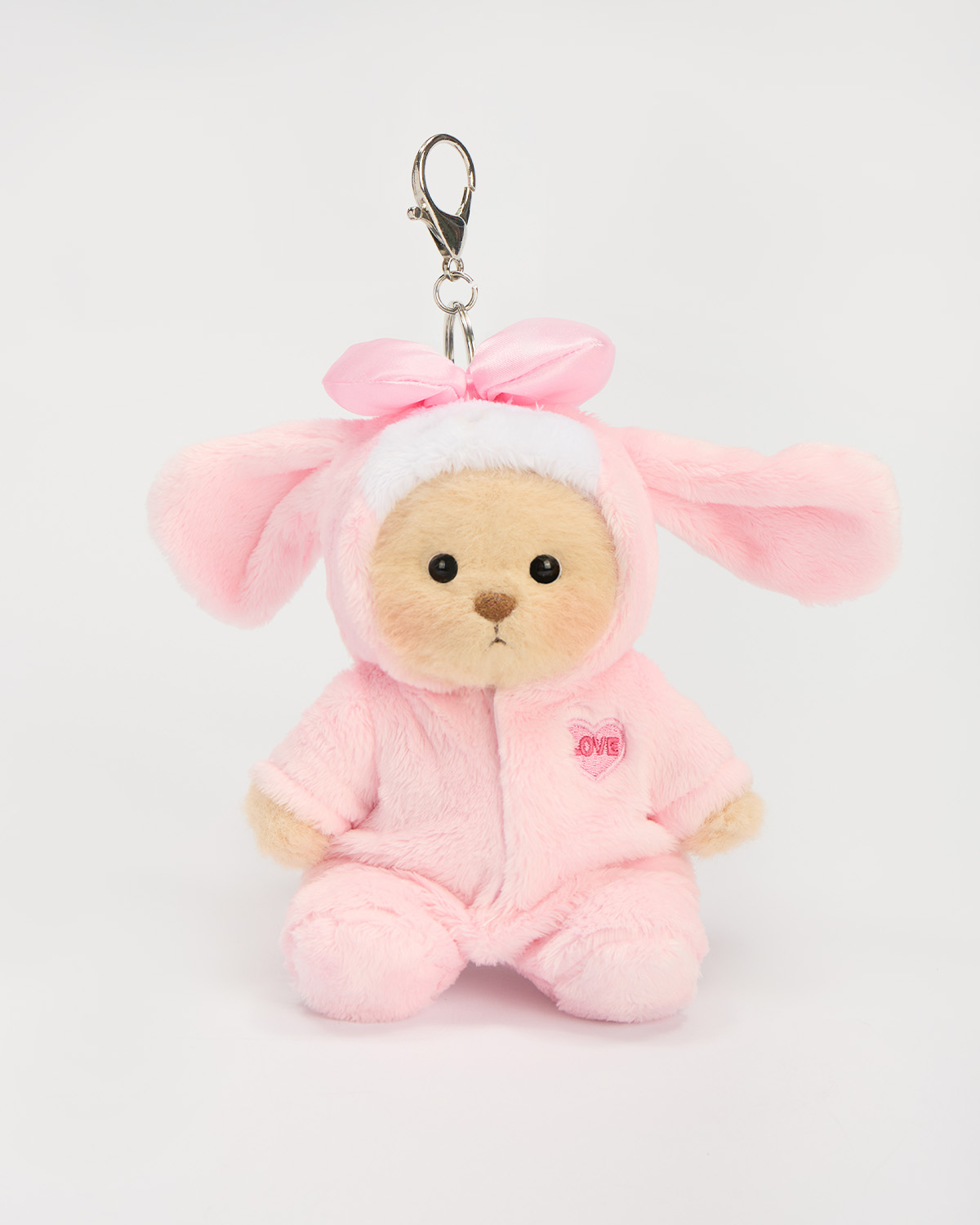 Getahug 5.9 Inches Pink Long-eared Bunny Brown Mini Bear Pendant Keychains Gift