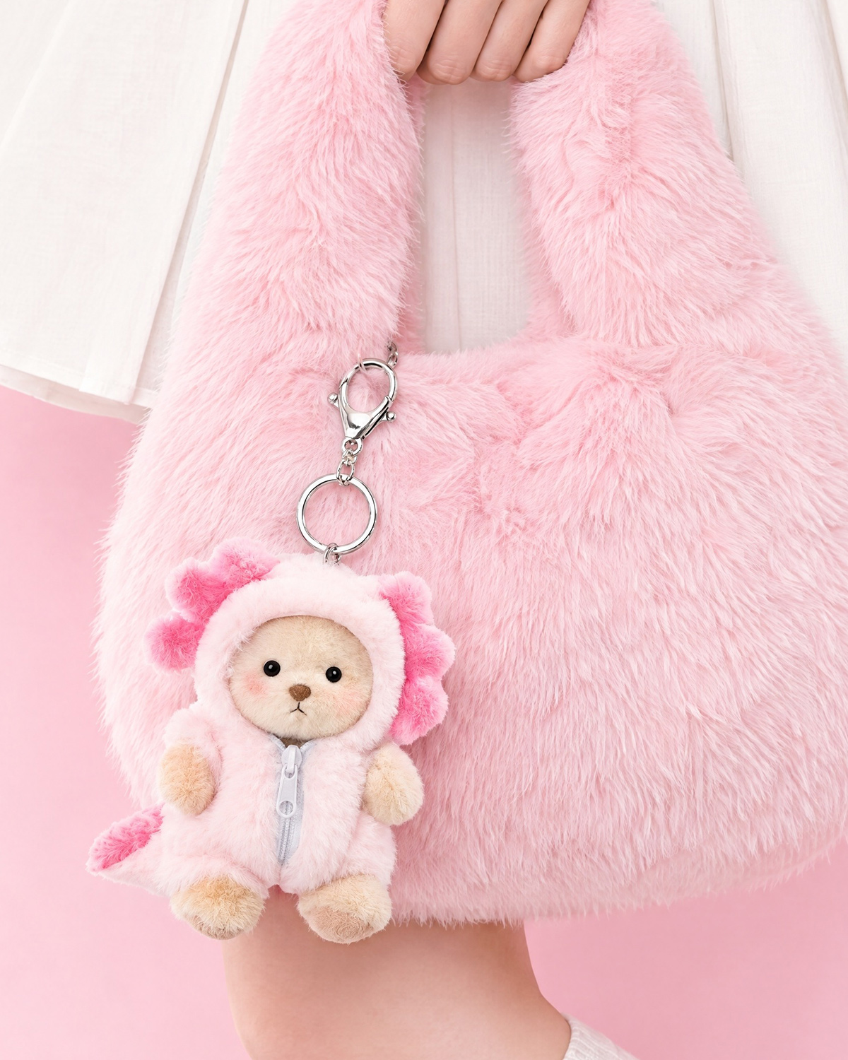 Getahug Axolotl Mini Bear Keychain | 5.9 Inches Plush Bag Charm Stuffed Animal Gift