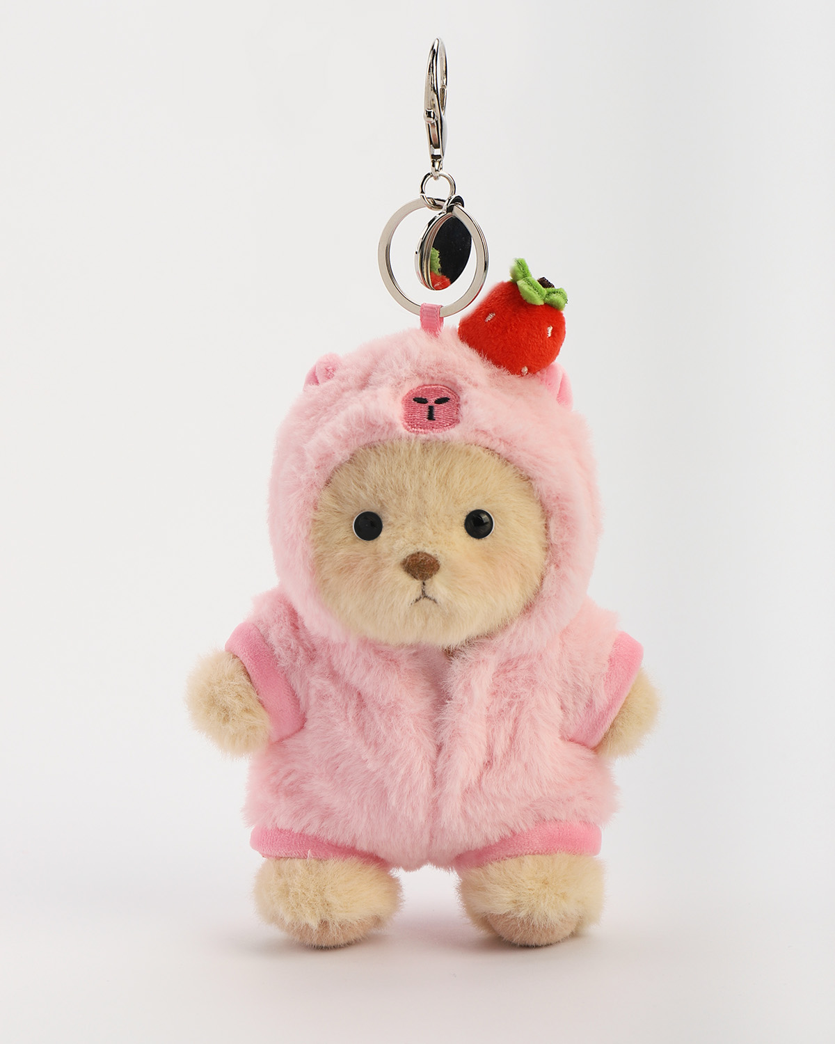 Getahug 5.9 Inches Strawberry Capybara Brown Mini Bear Pendant Keychain Gift