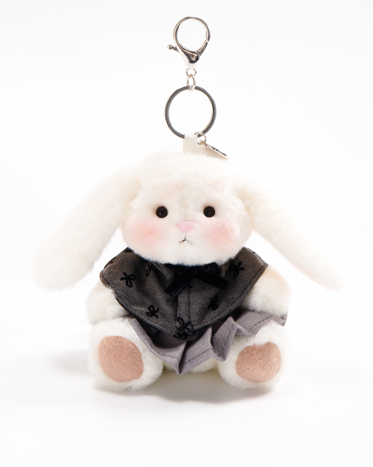 Getahug Elegant Gray Dress Mini Bunny Bag Charm | 5.9 Inches Soft Plush Keychains Gift