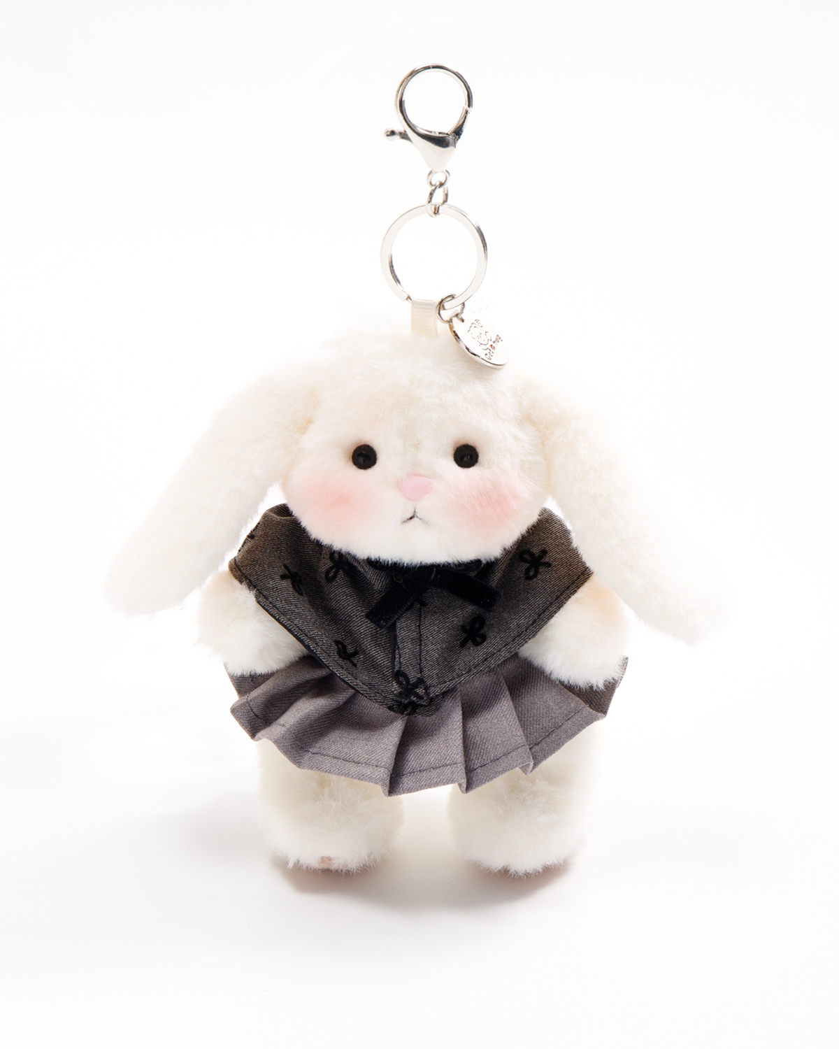 Getahug Elegant Gray Dress Mini Bunny Bag Charm | 5.9 Inches Soft Plush Keychains Gift