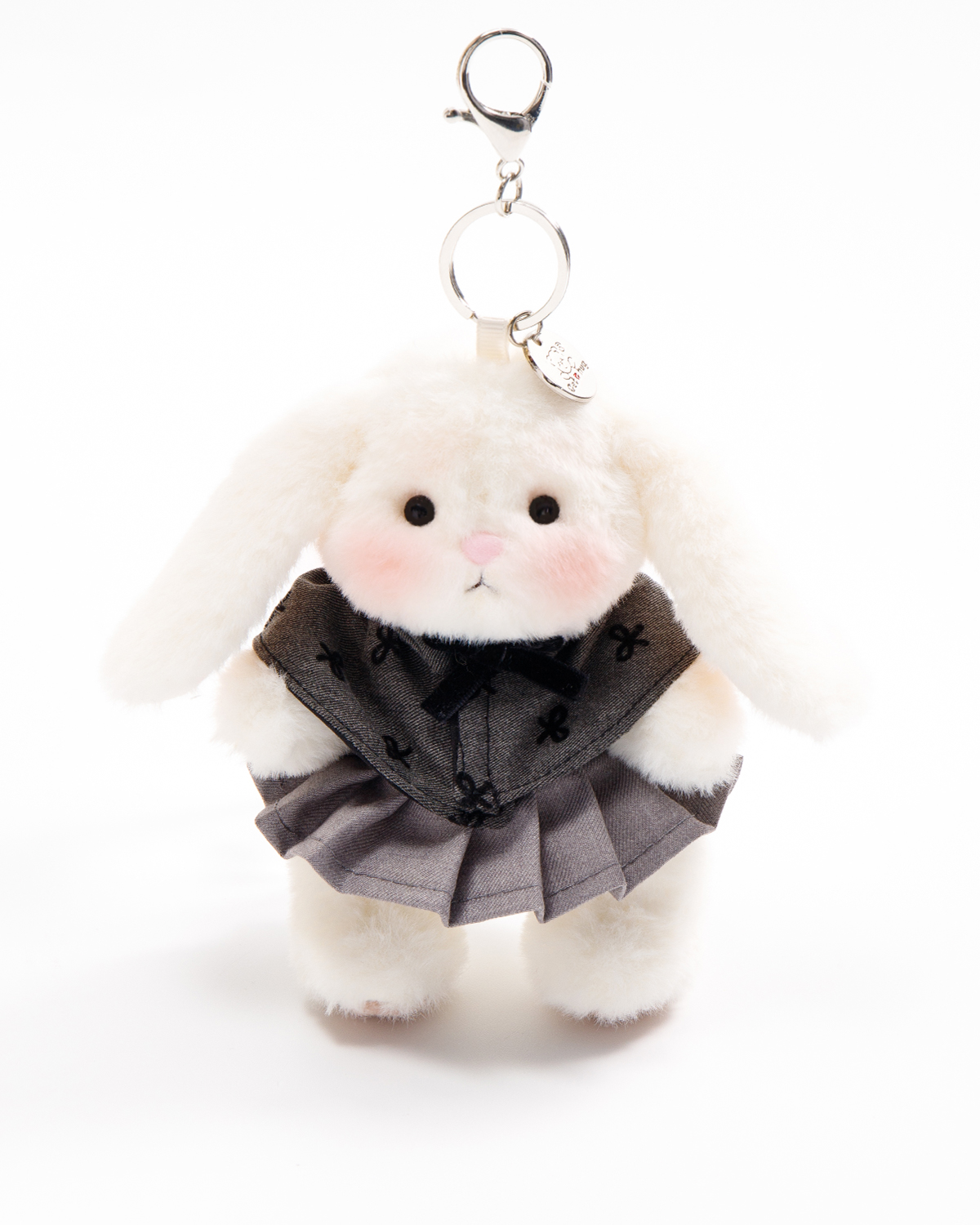 Getahug Elegant Gray Dress Mini Bunny Bag Charm | 5.9 Inches Soft Plush Keychains Gift